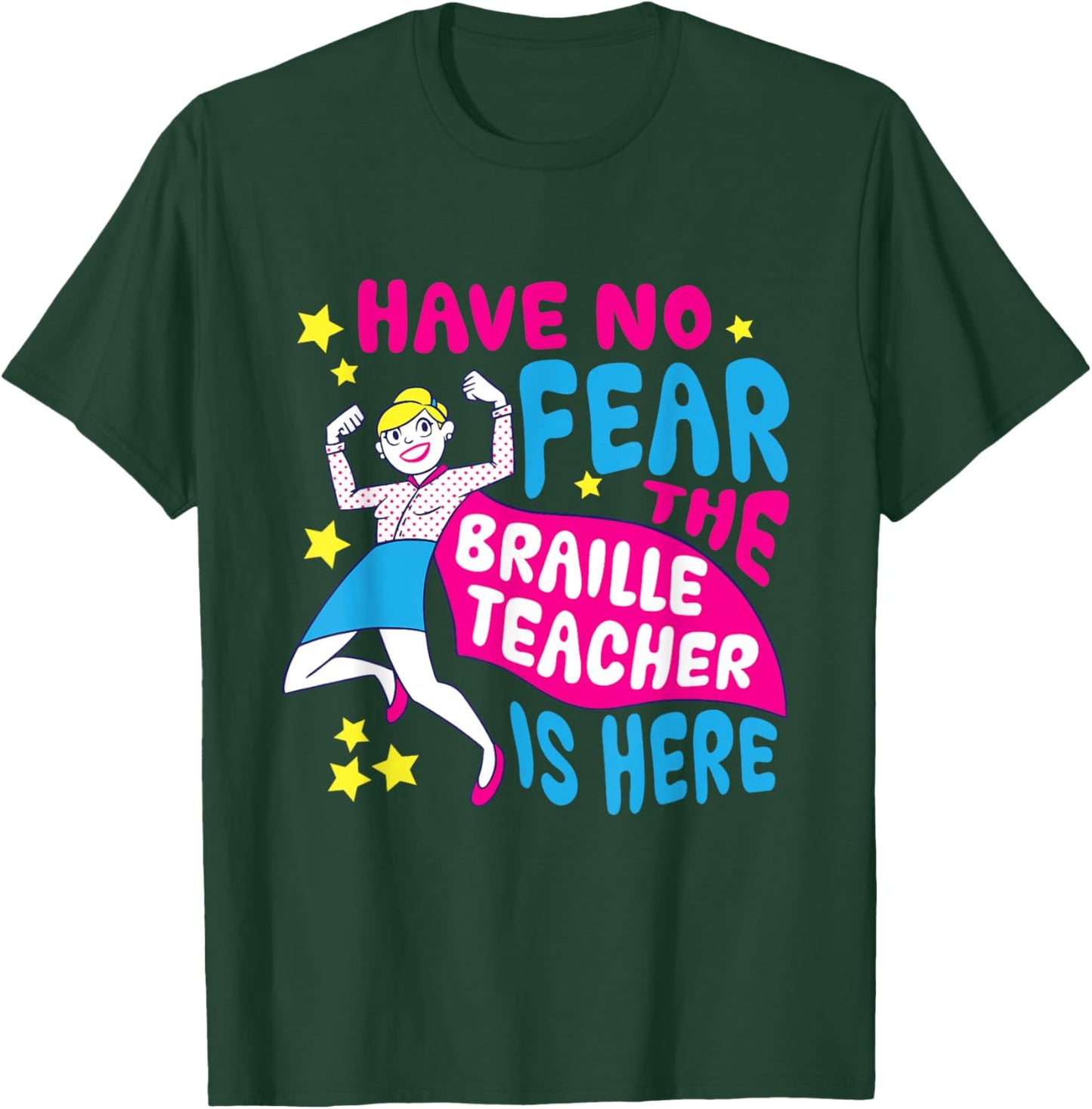 Braille Teacher Blind Visually Impaired Teaching T-Shirt - T-Shirt | Forest