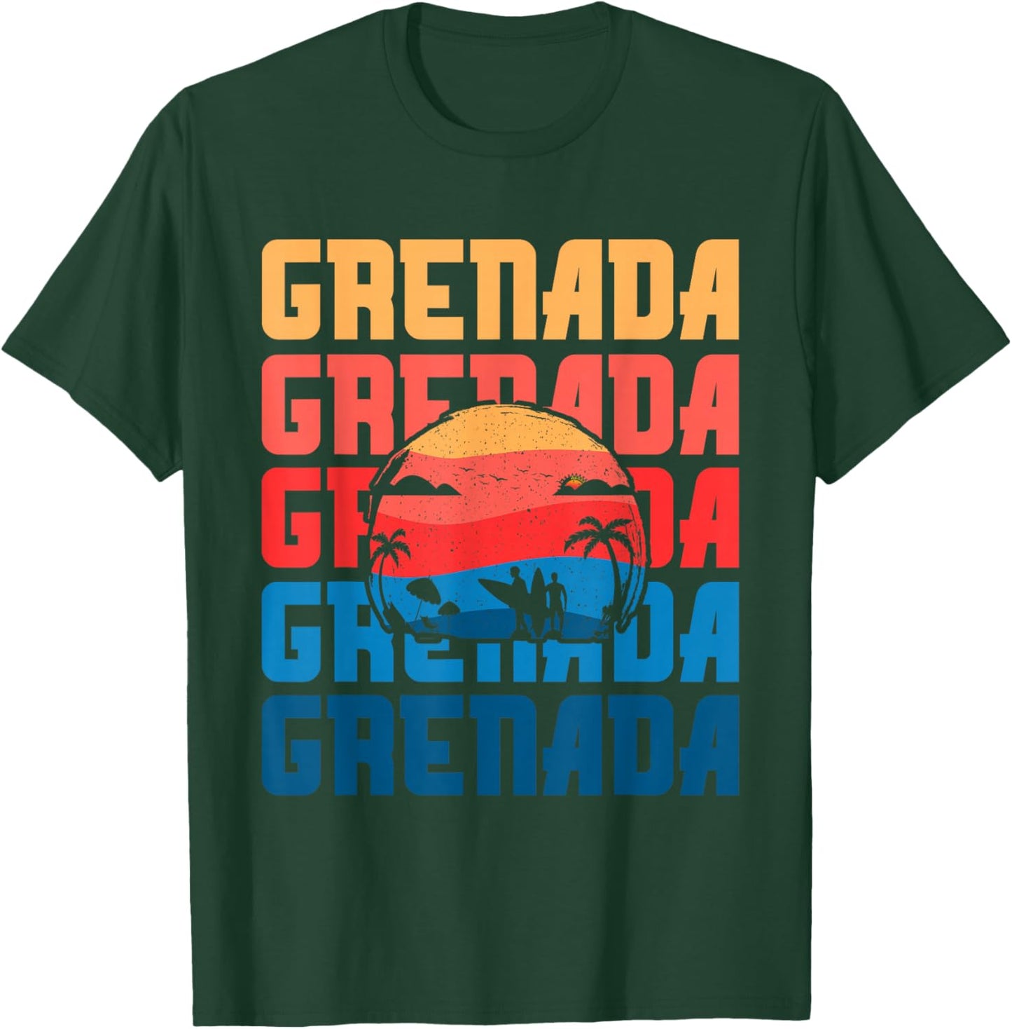 Grenada Vacation Grenadian Surfing Souvenir Retro T-Shirt - T-Shirt | Forest