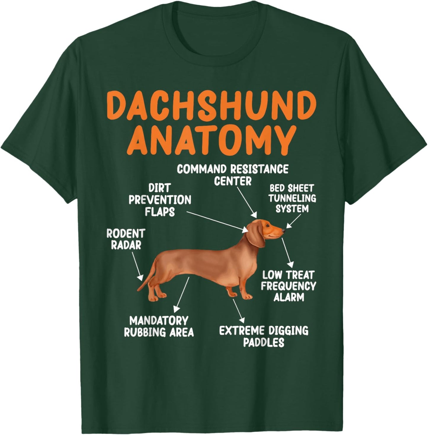 Funny Wiener Dog Puppy Doxie Lovers Anatomy of a Dachshund T-Shirt - T-Shirt | Forest