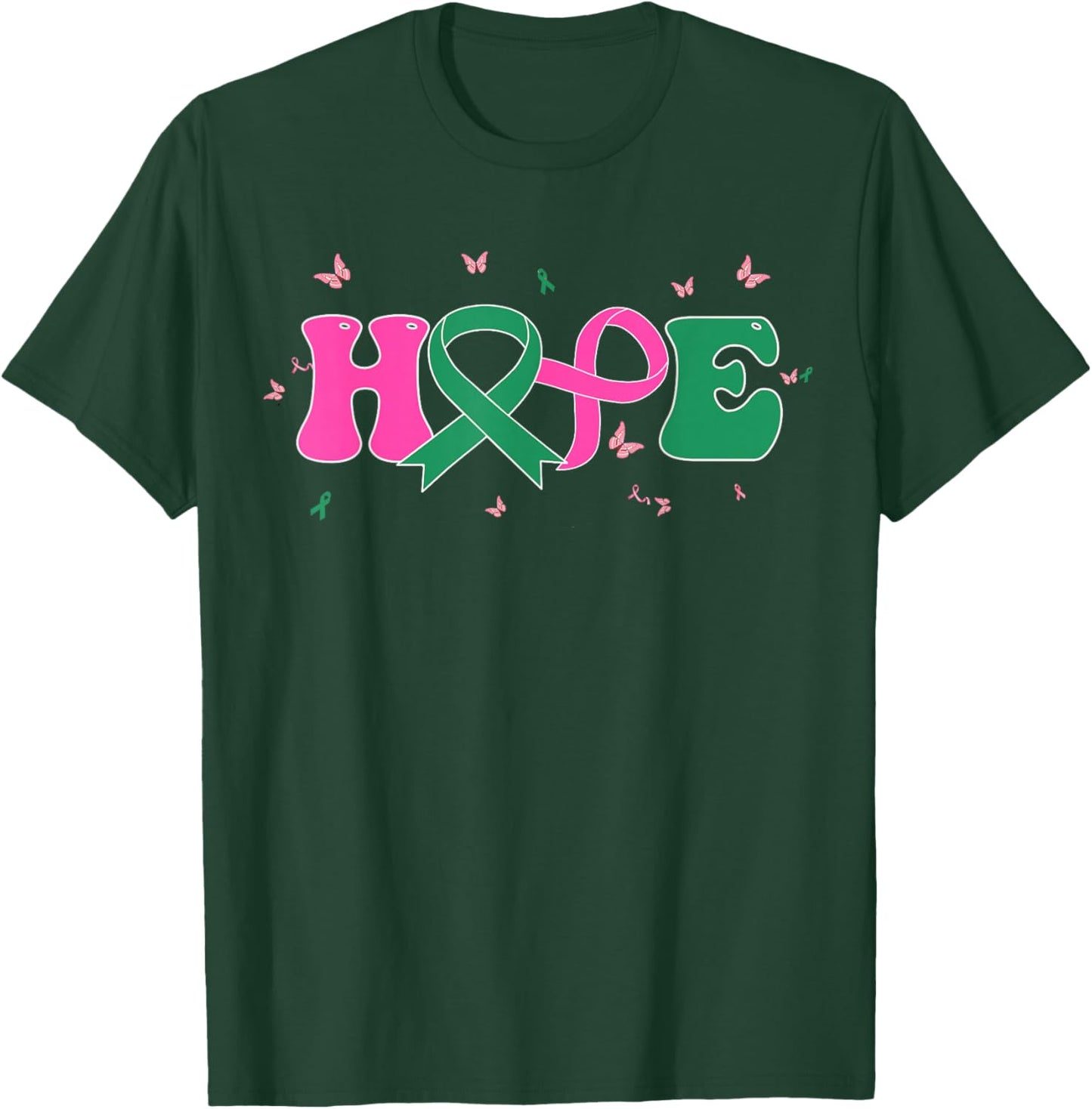 Hope Liver and Breast Cancer Awareness October Cancer Month T-Shirt - T-Shirt | Forest