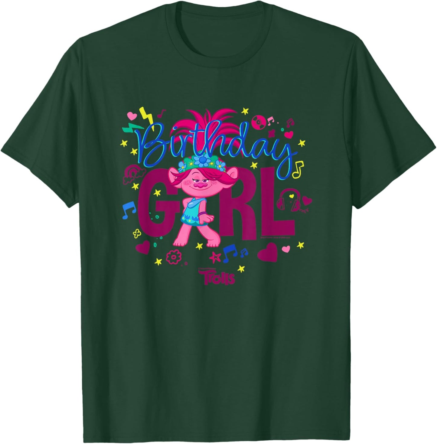 Trolls Cute Sassy Poppy Birthday Girl Big Chest Logo T-Shirt - T-Shirt | Forest