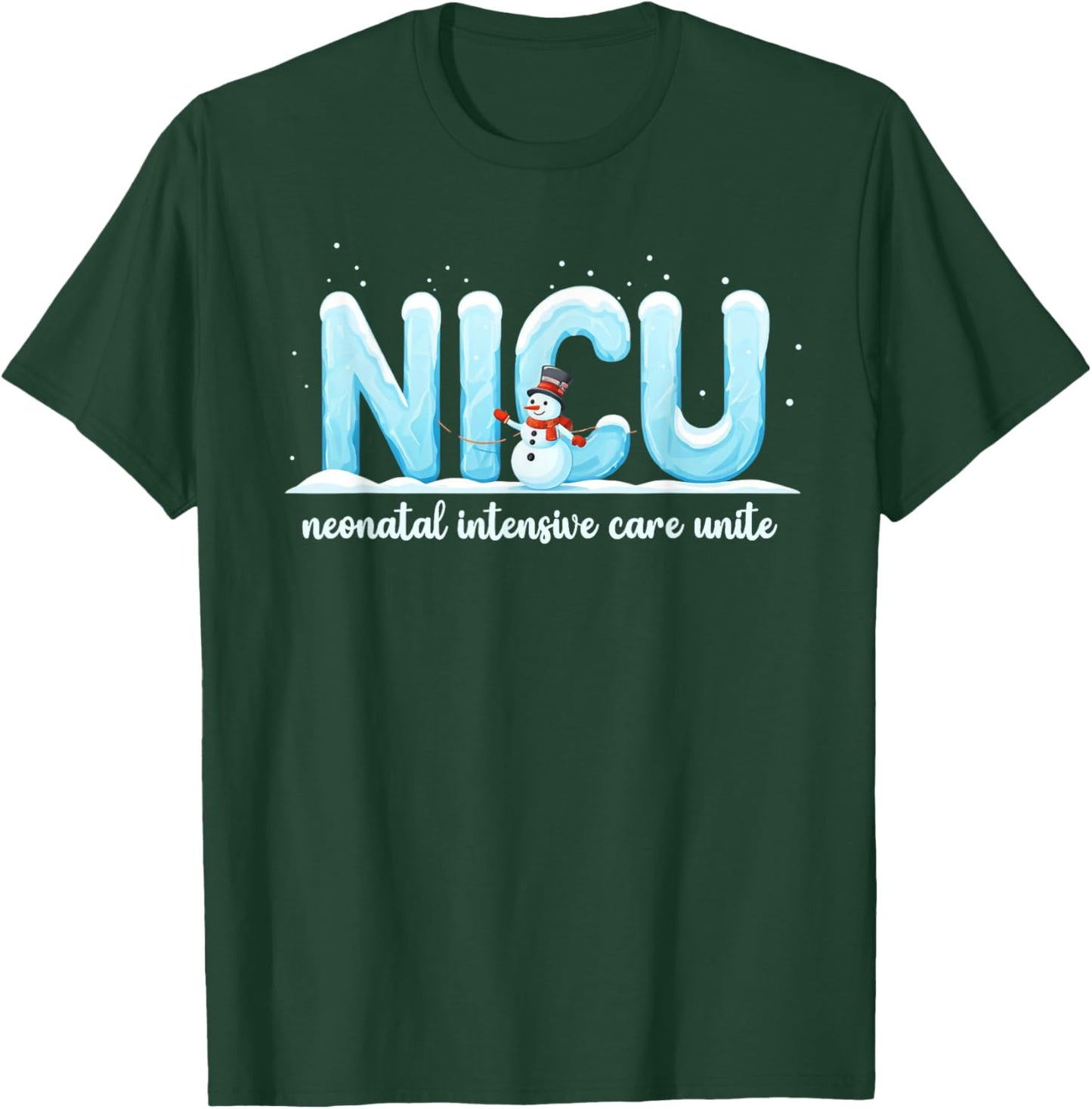 NICU Nurse Christmas Apparel Winter NICU Nurse Christmas Crew , -Adults, Black, Small, Short Sleeve, , Holiday, Casual T-Shirt - T-Shirt | Forest