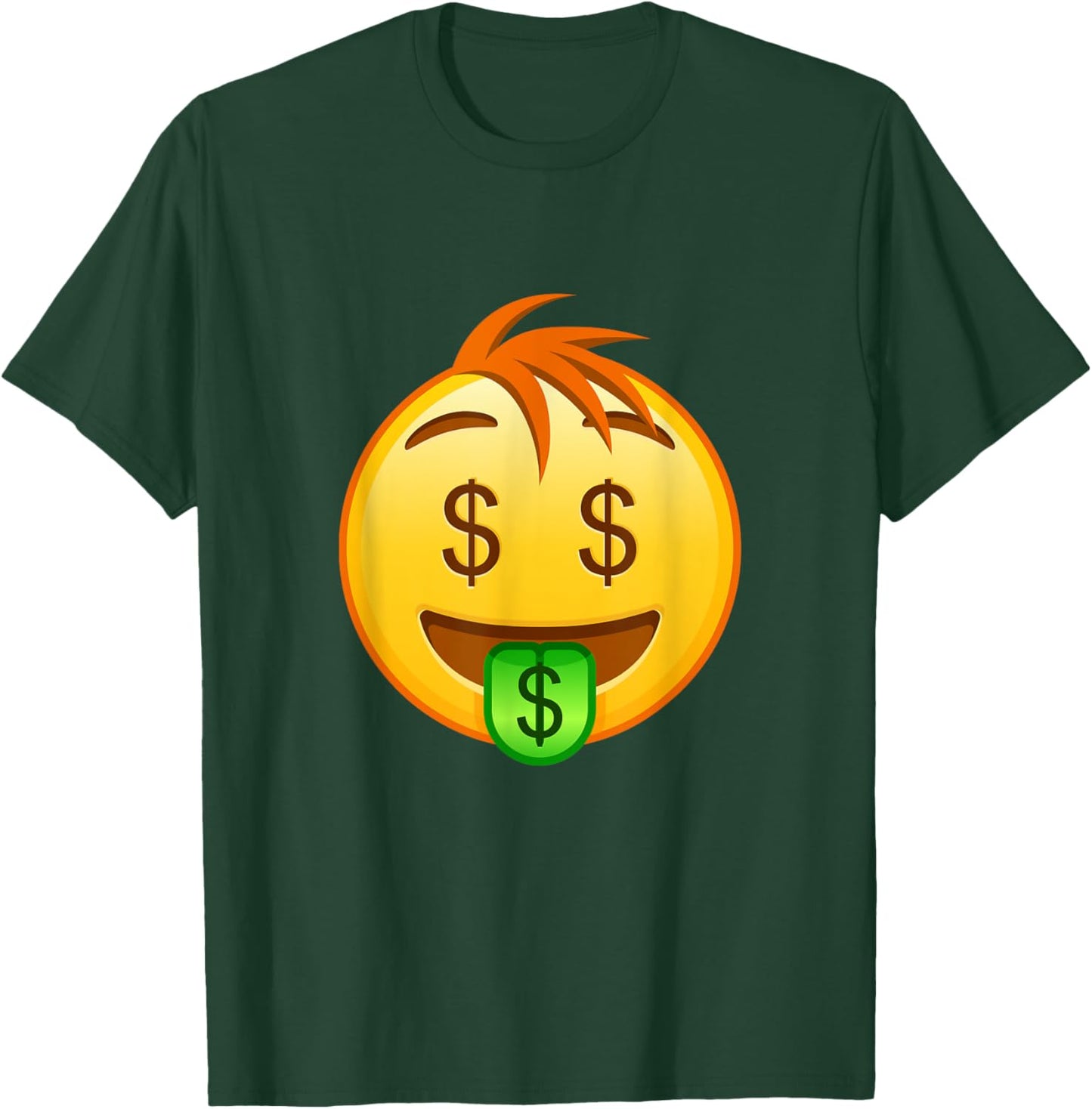 Money Emoticon Mouth Face with Dollar Sign Eyes Rich T-Shirt - T-Shirt | Forest