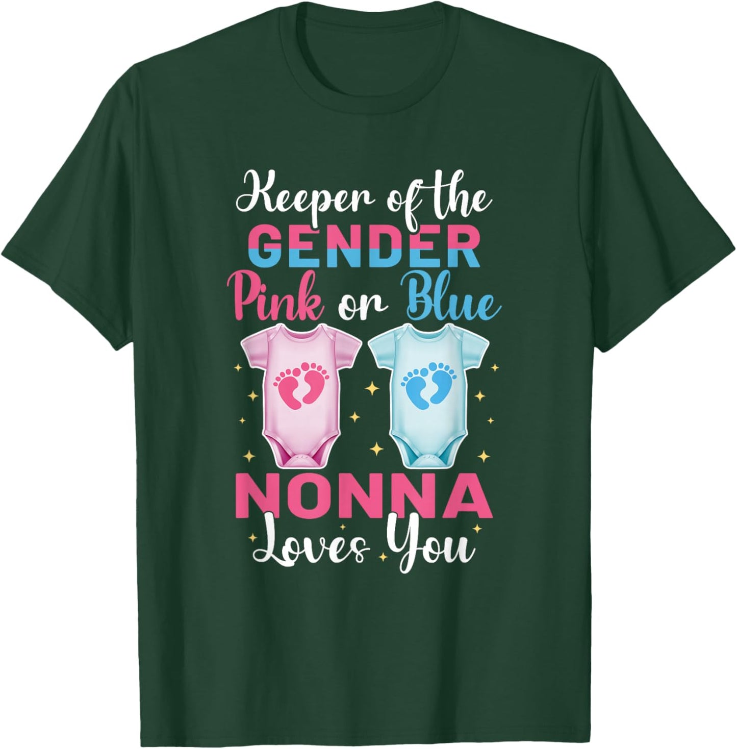 Keeper of The Gender Nonna Loves You - Gender Reveal T-Shirt - T-Shirt | Forest