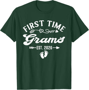 First Time Grams Est 2026 T-Shirt - T-Shirt | Forest