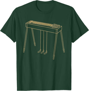 Pedal Steel Guitar Line Art Country Music Player Musician T-Shirt - T-Shirt | Forest