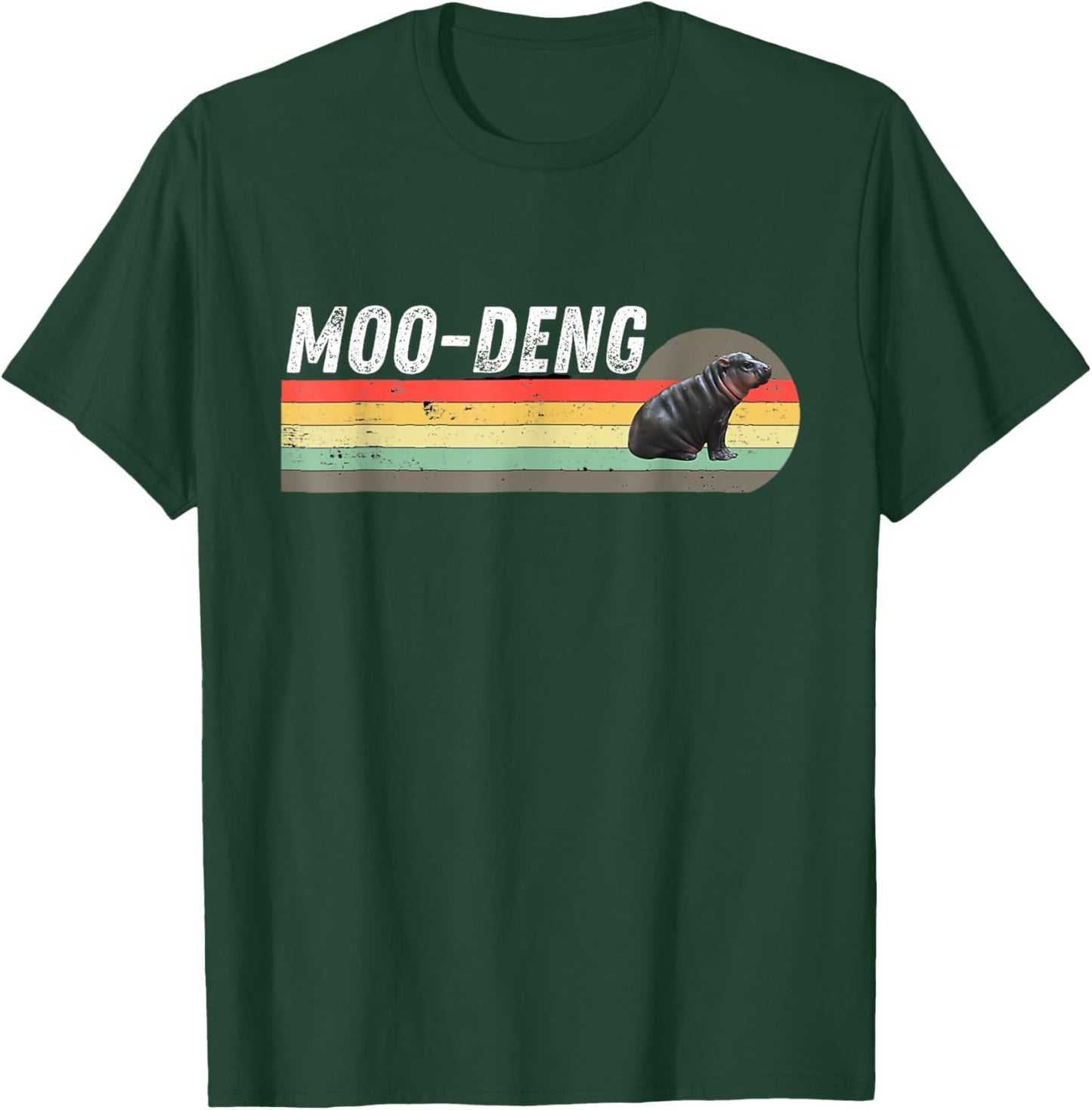 Moo-Deng Cute Baby Hippo Lovers Retro Design Funny T-Shirt - T-Shirt | Forest