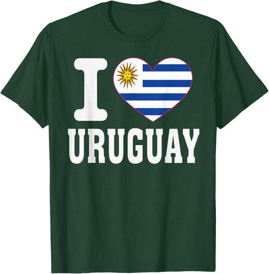 I Love Uruguay Heart Souvenir Lovers Pride Travel T-Shirt - T-Shirt | Forest