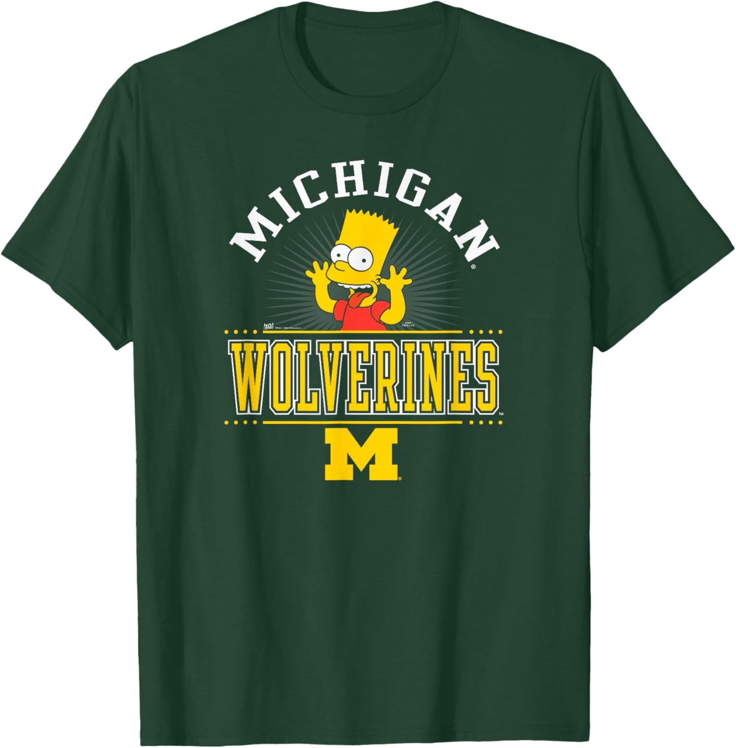 Michigan Wolverines Simpsons Bart Black Officially Licensed T-Shirt - T-Shirt | Forest