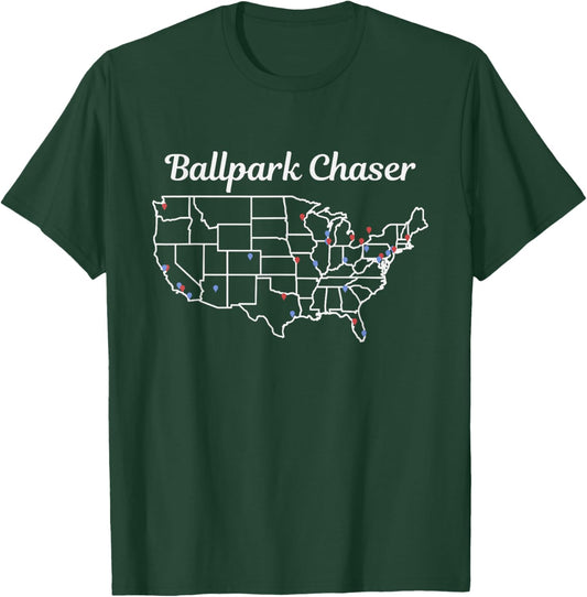 Ballpark Chaser | Baseball Stadiums Bucket List T-Shirt - T-Shirt | Forest