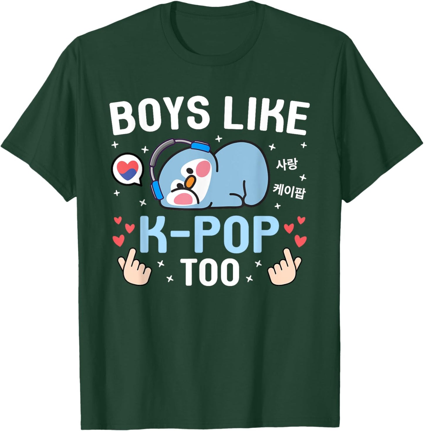 Boys Like K-Pop Too Cute Kawaii Penguin Korean Music K-Pop T-Shirt - T-Shirt | Forest