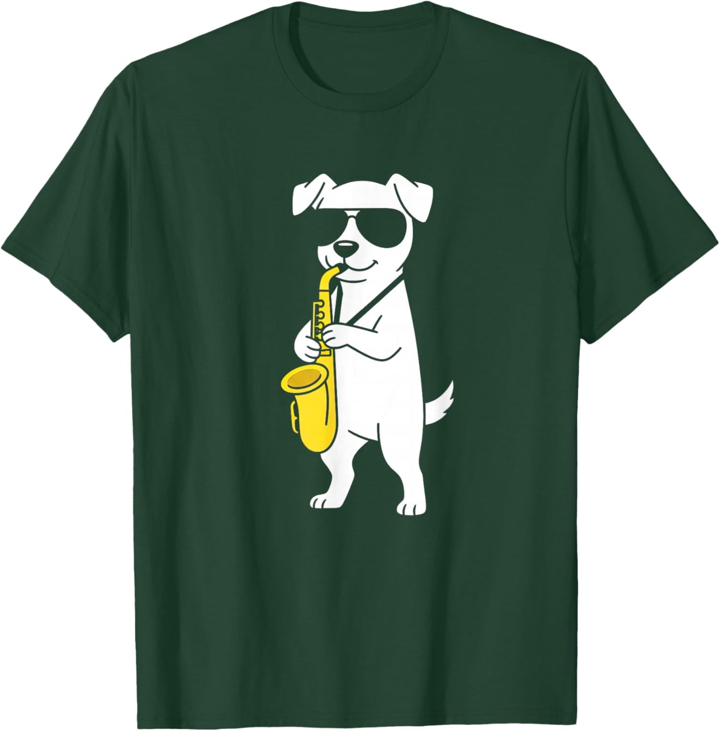 Cool Dog Saxophone Graphic for Music and Animal Fans T-Shirt - T-Shirt | Forest