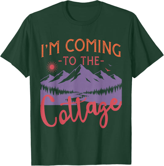 Vintage I'm Coming to The Cottage Hockey Romance T-Shirt - T-Shirt | Forest