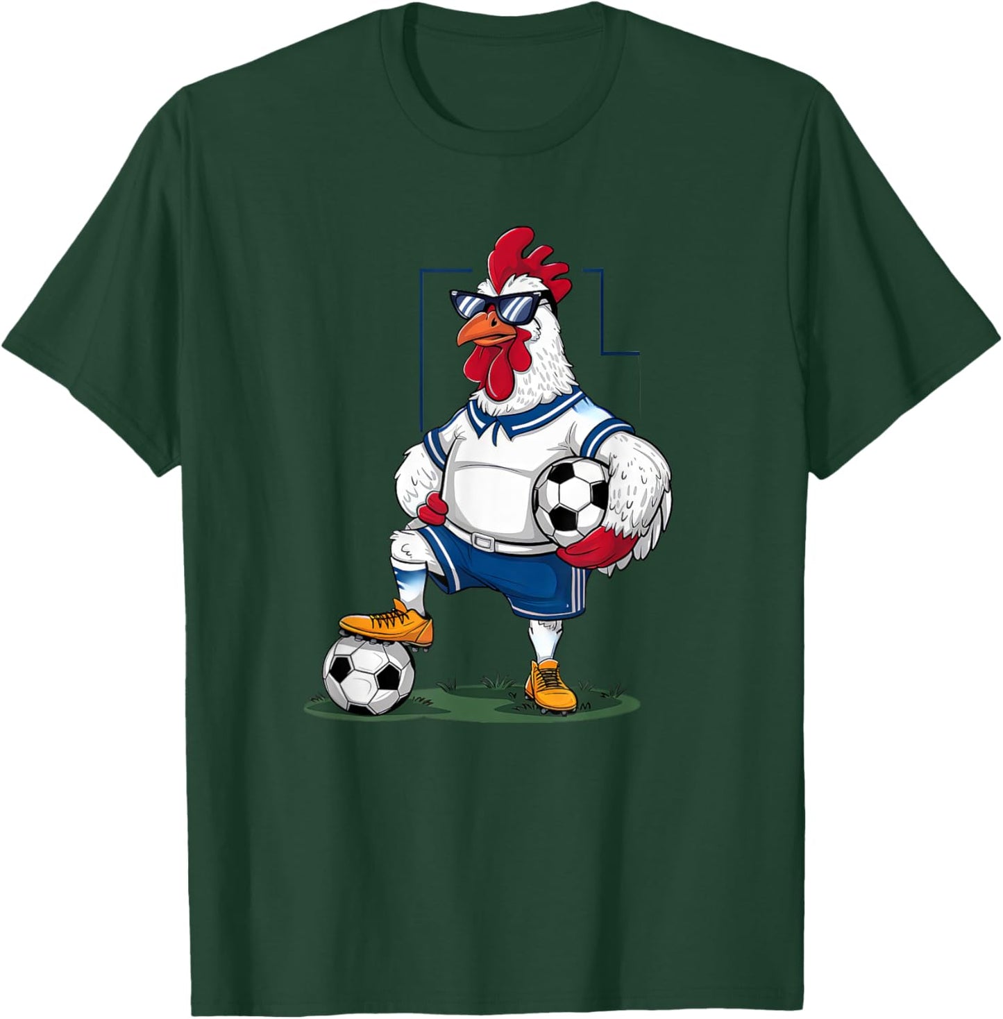 Funny Chicken Soccer Player Sports Design T-Shirt - T-Shirt | Forest