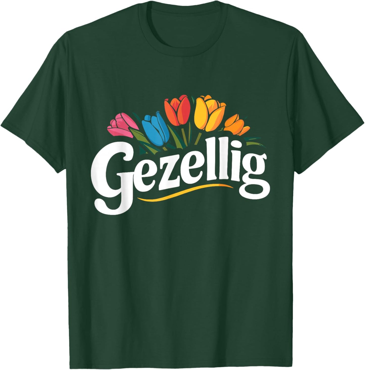 Gezellig Holland Dutch Tulip Netherlands , Small, Black T-Shirt - T-Shirt | Forest