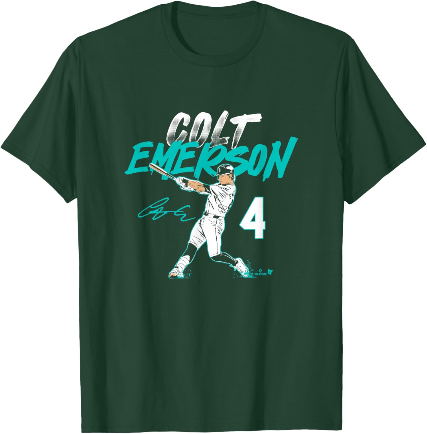 Colt Emerson - Slugger Swing Number - Seattle Baseball T-Shirt - T-Shirt | Forest