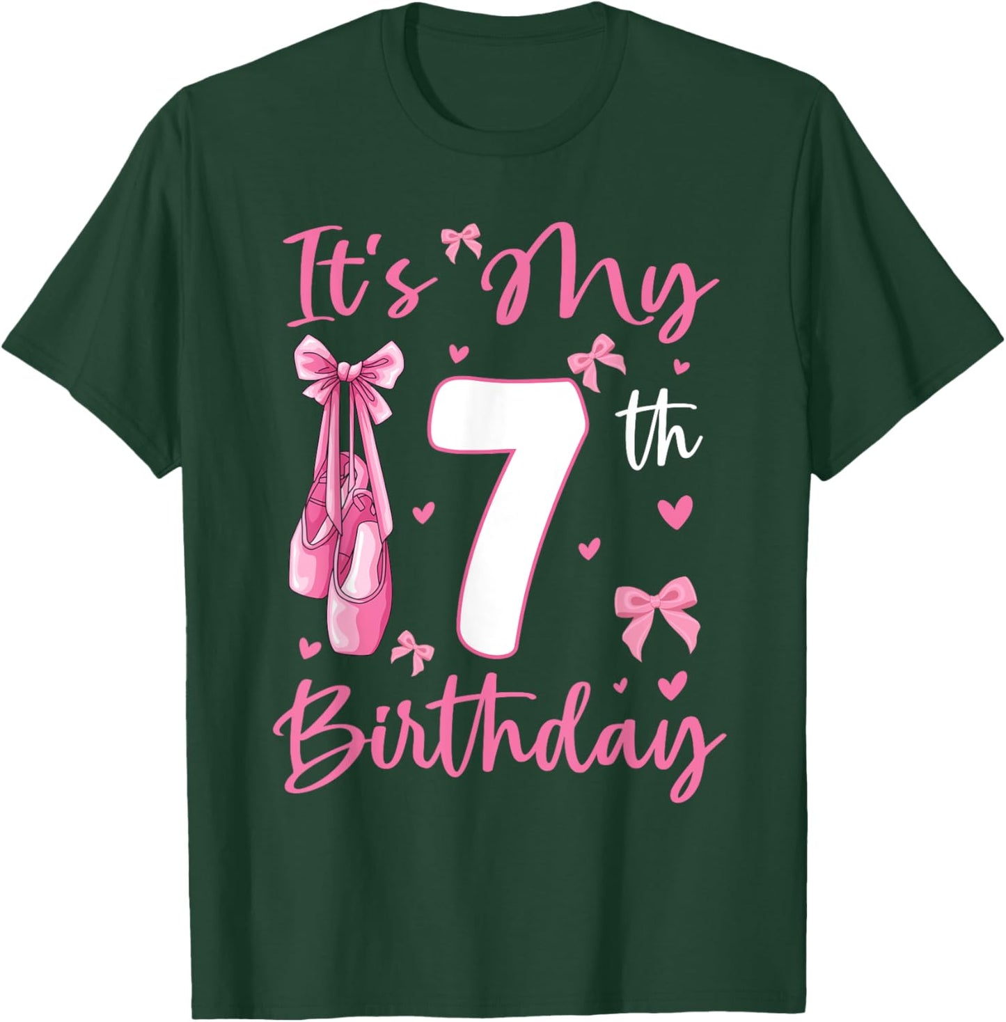 It's My 7th Birthday Girl Ballerina 7 Year Old Party T-Shirt - T-Shirt | Forest
