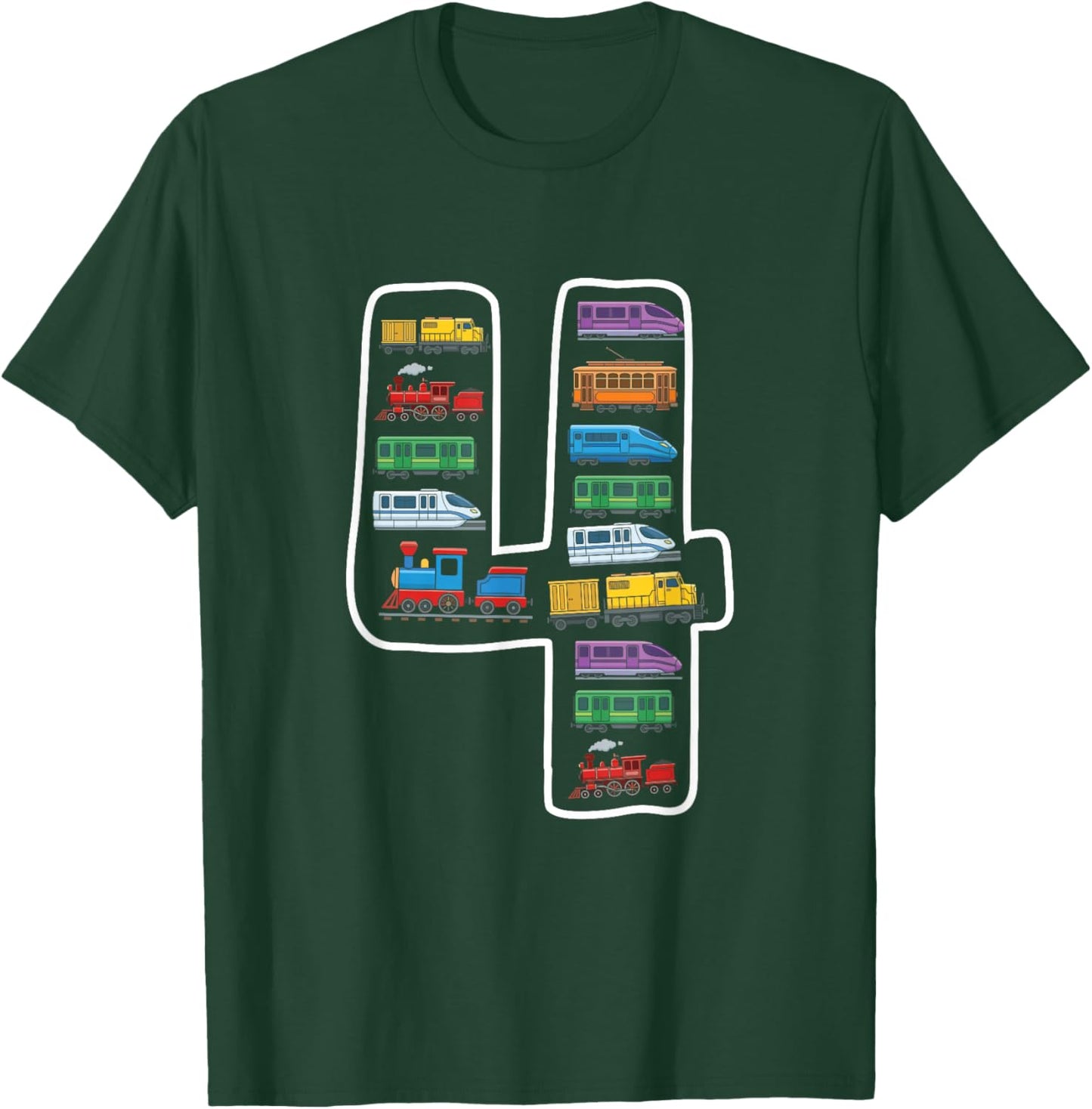 Zug Geburtstag 4 Jahre Eisenbahn Kinder Party T-Shirt - T-Shirt | Forest