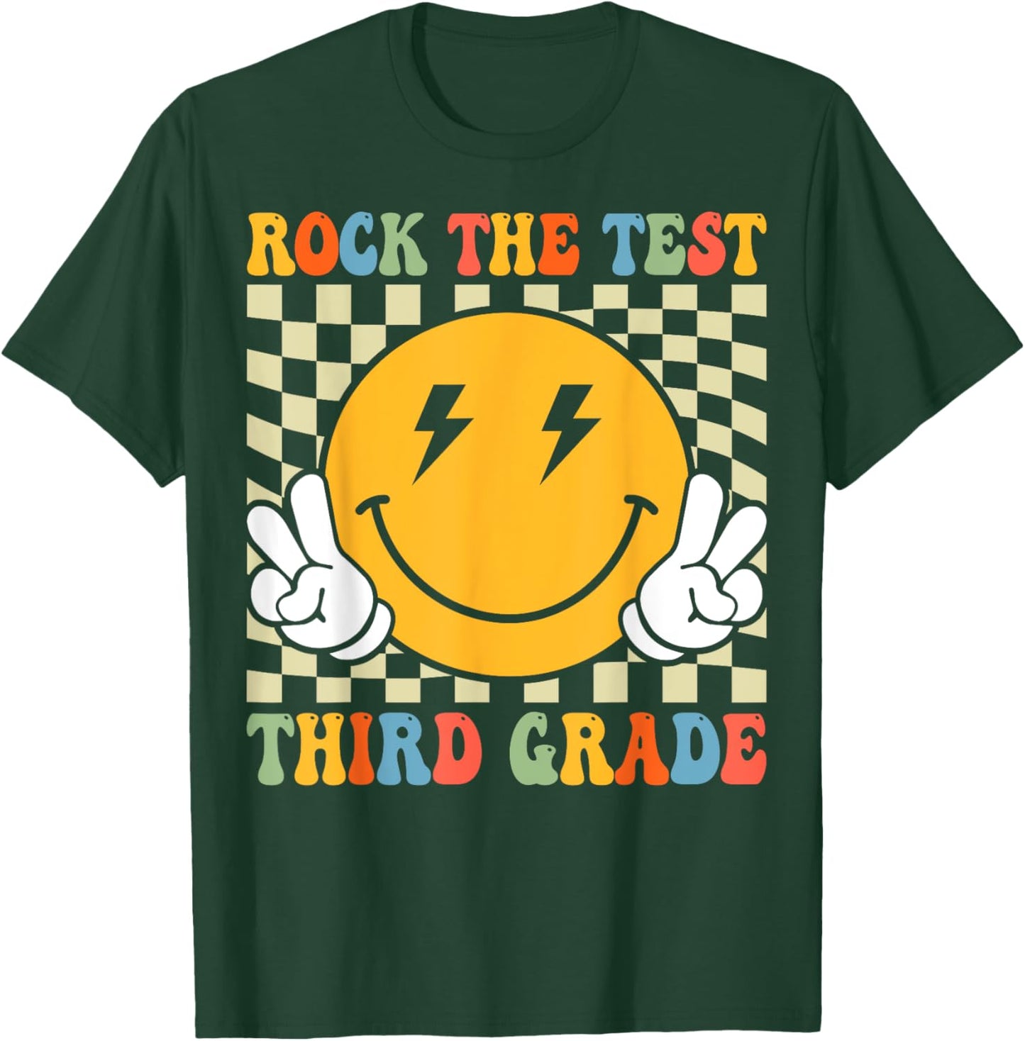 Rock The Test Day 3rd Grade Teacher Third Grade Testing Day T-Shirt - T-Shirt | Forest