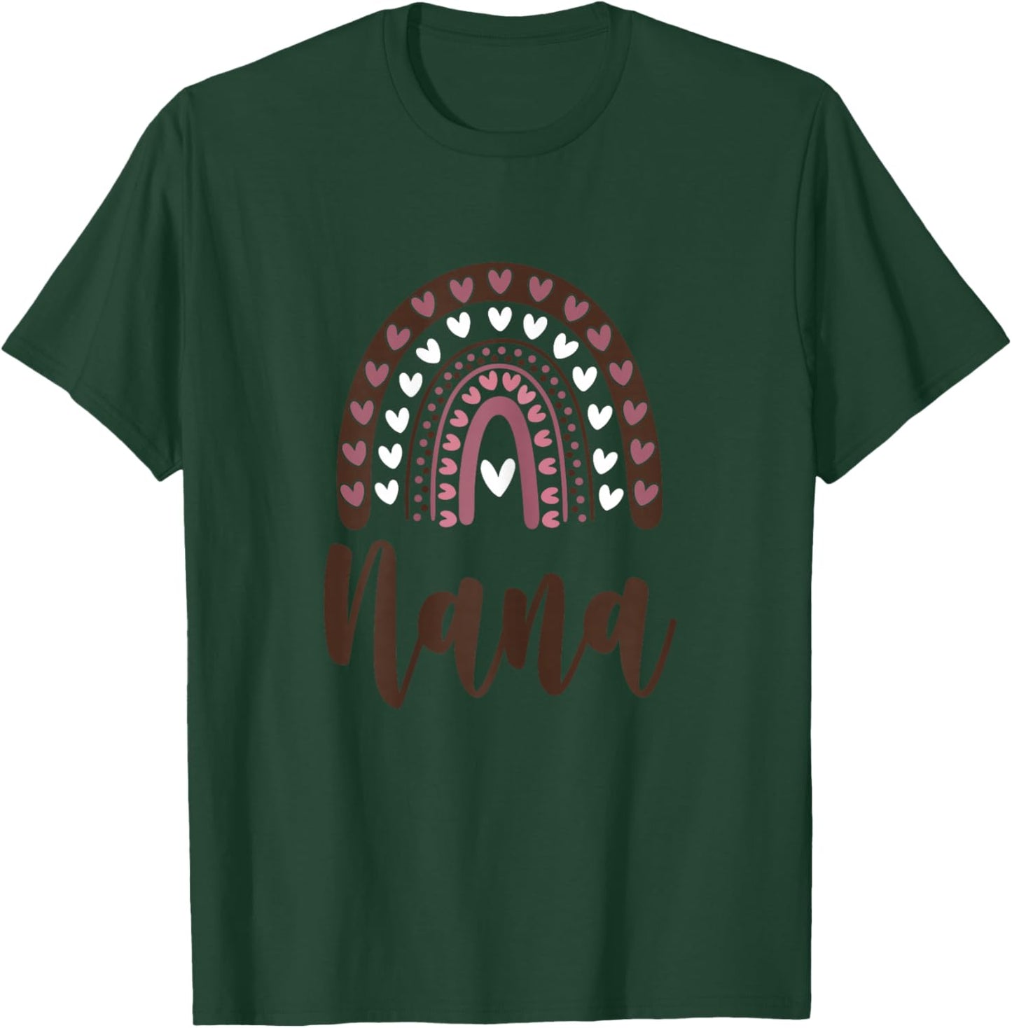 Nana Boho Rainbow Hearts Love Family Grandma T-Shirt - T-Shirt | Forest