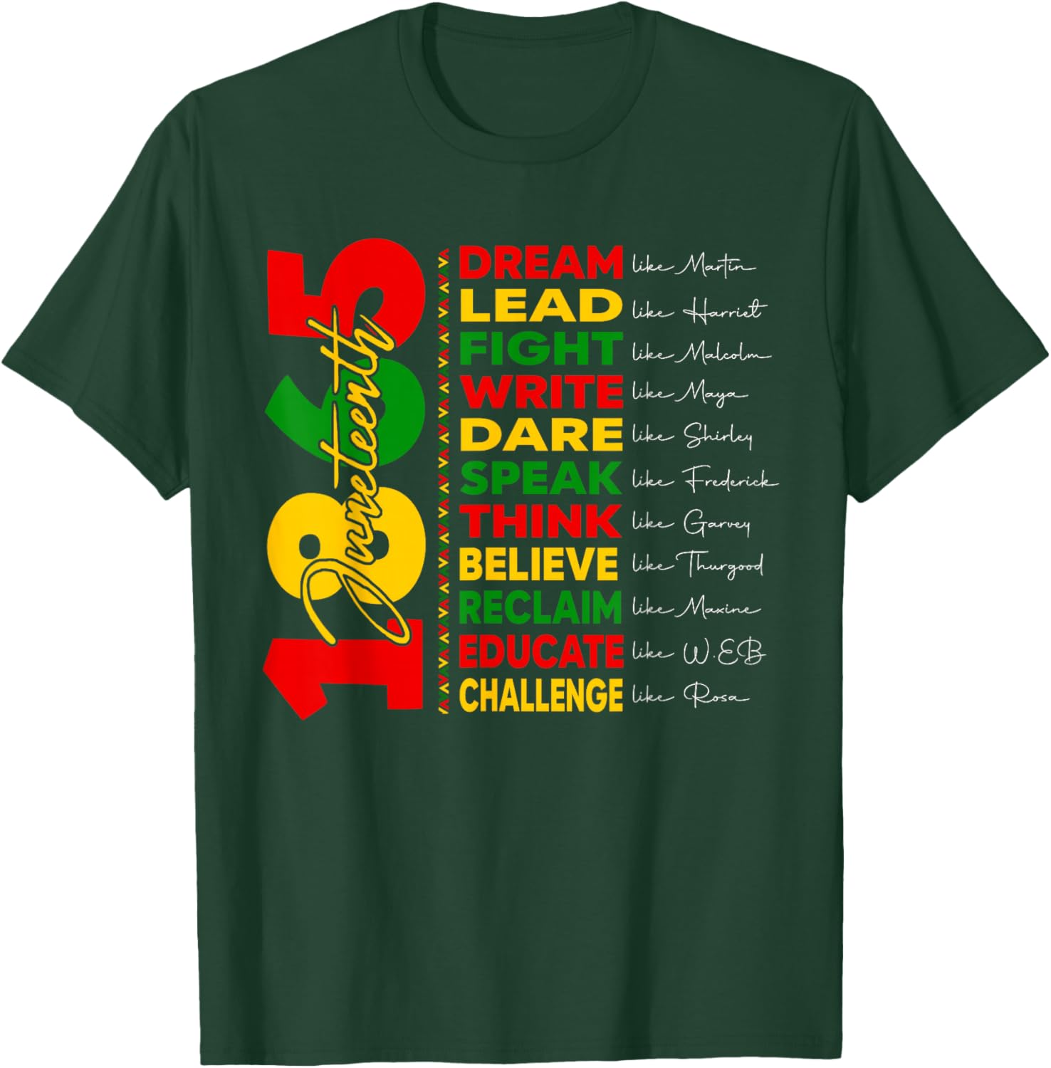 Juneteenth Dream Like Leaders African Afro Black Men Women T-Shirt - T-Shirt | Forest