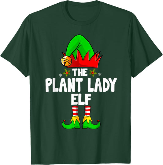 Plant Lady Elf Family Matching Group Christmas Pajama Xmas T-Shirt - T-Shirt | Forest