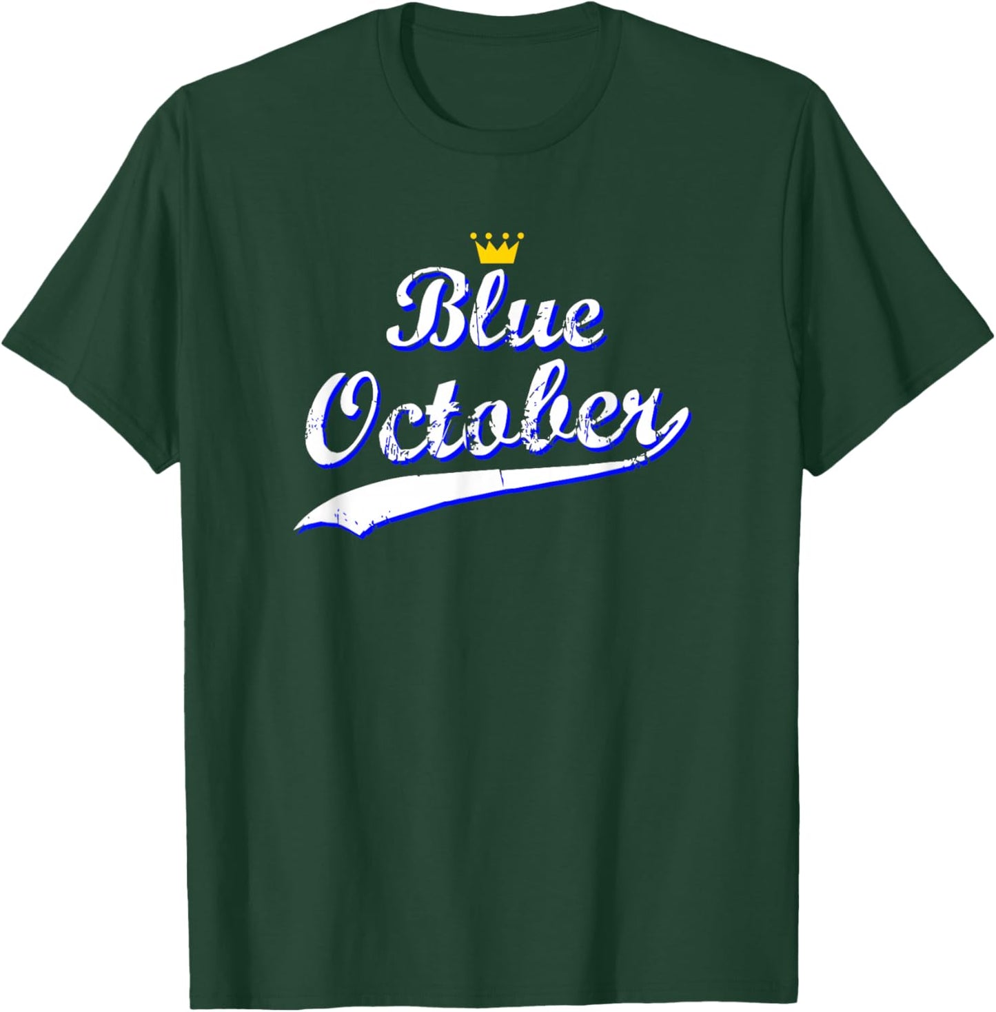 Blue October Retro Script Design T-Shirt - T-Shirt | Forest