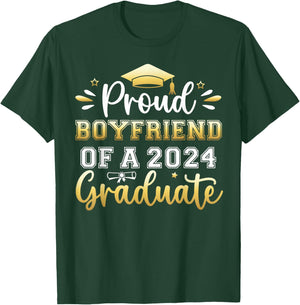 Proud Boyfriend of a 2024 Graduate Senior Graduation Men T-Shirt - T-Shirt | Forest