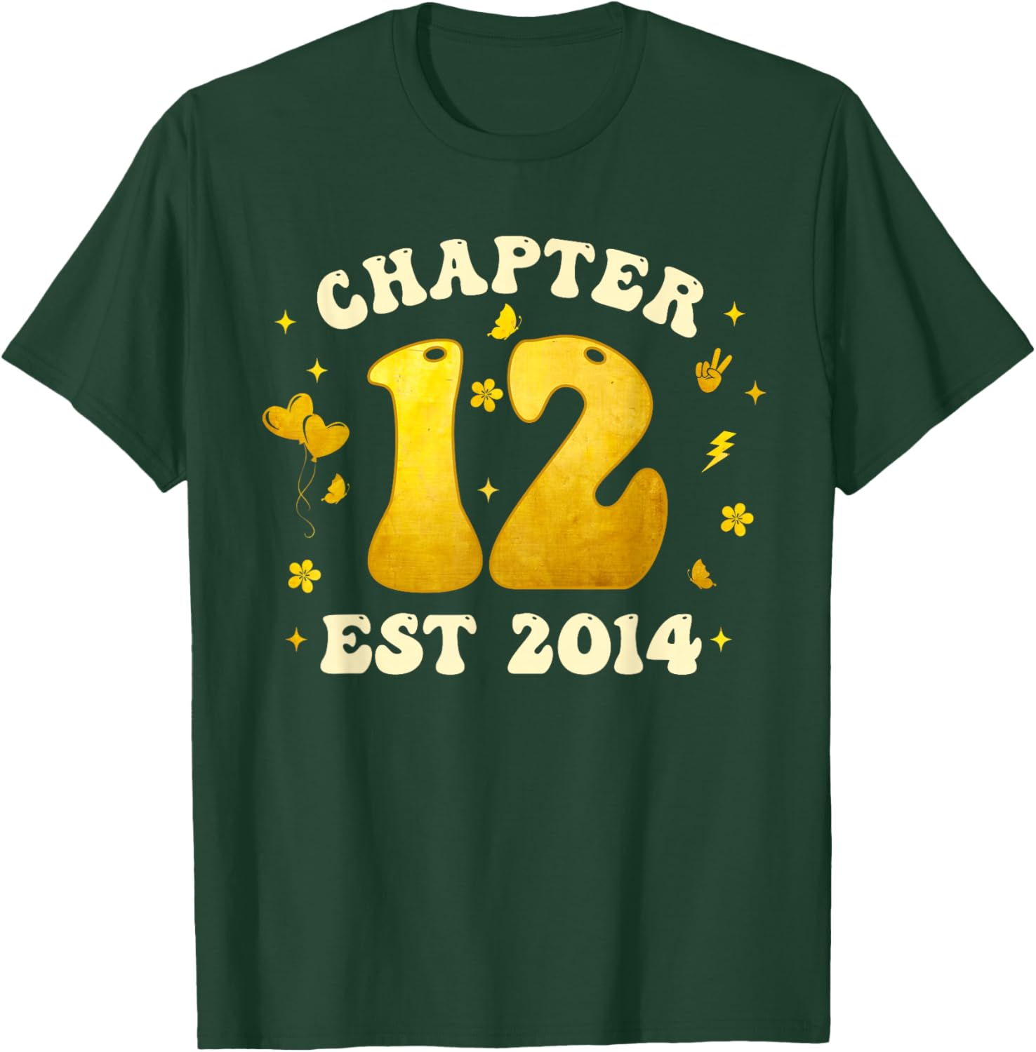 Chapter 12 Years Old Est 2014 12th Golden Birthday Girl T-Shirt - T-Shirt | Forest