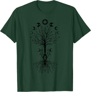 Moon Phases Tree-of-Life Yggdrasil for Viking Pagan Wicca T-Shirt - T-Shirt | Forest