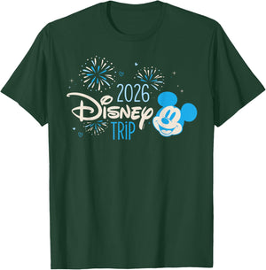 Disney Mickey Mouse & Fireworks 2026 Disney Trip Vacation T-Shirt - T-Shirt | Forest