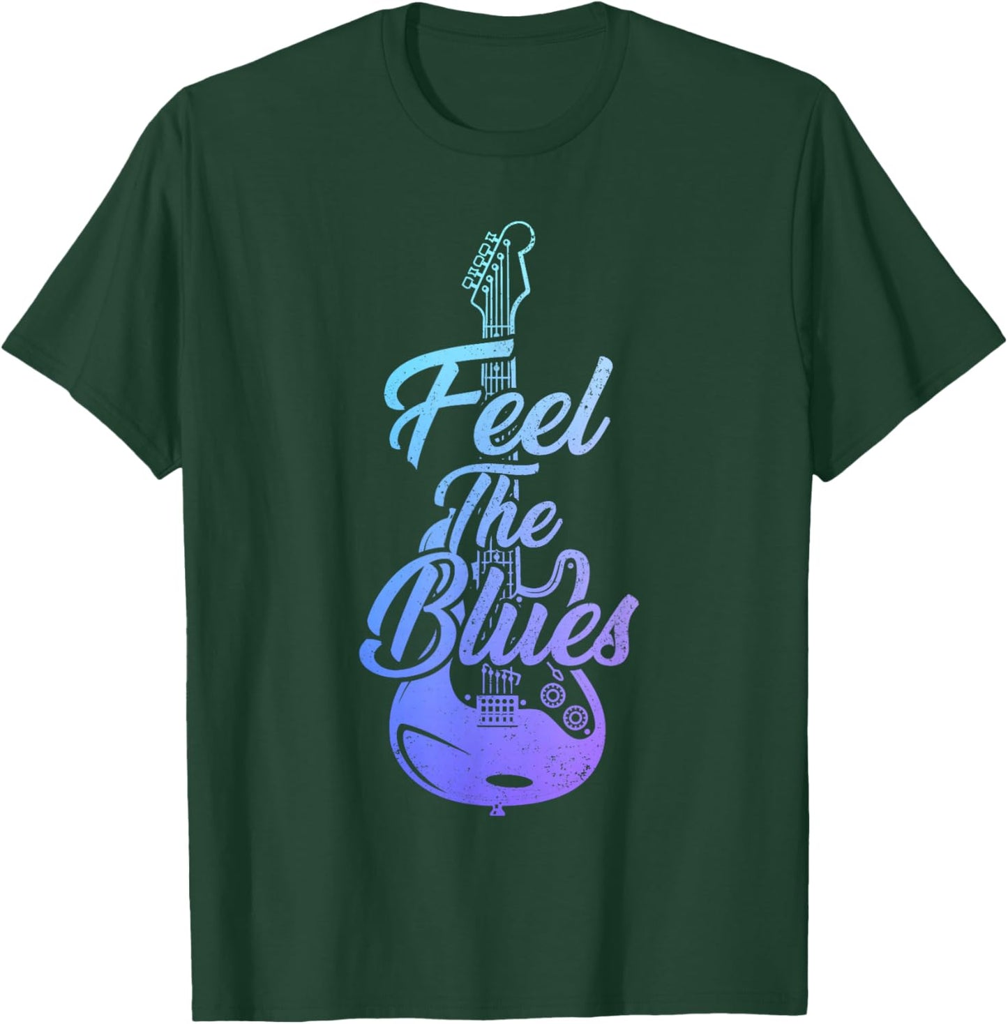 Feel The Blues Music Guitar Player Musician Vintage T-Shirt - T-Shirt | Forest
