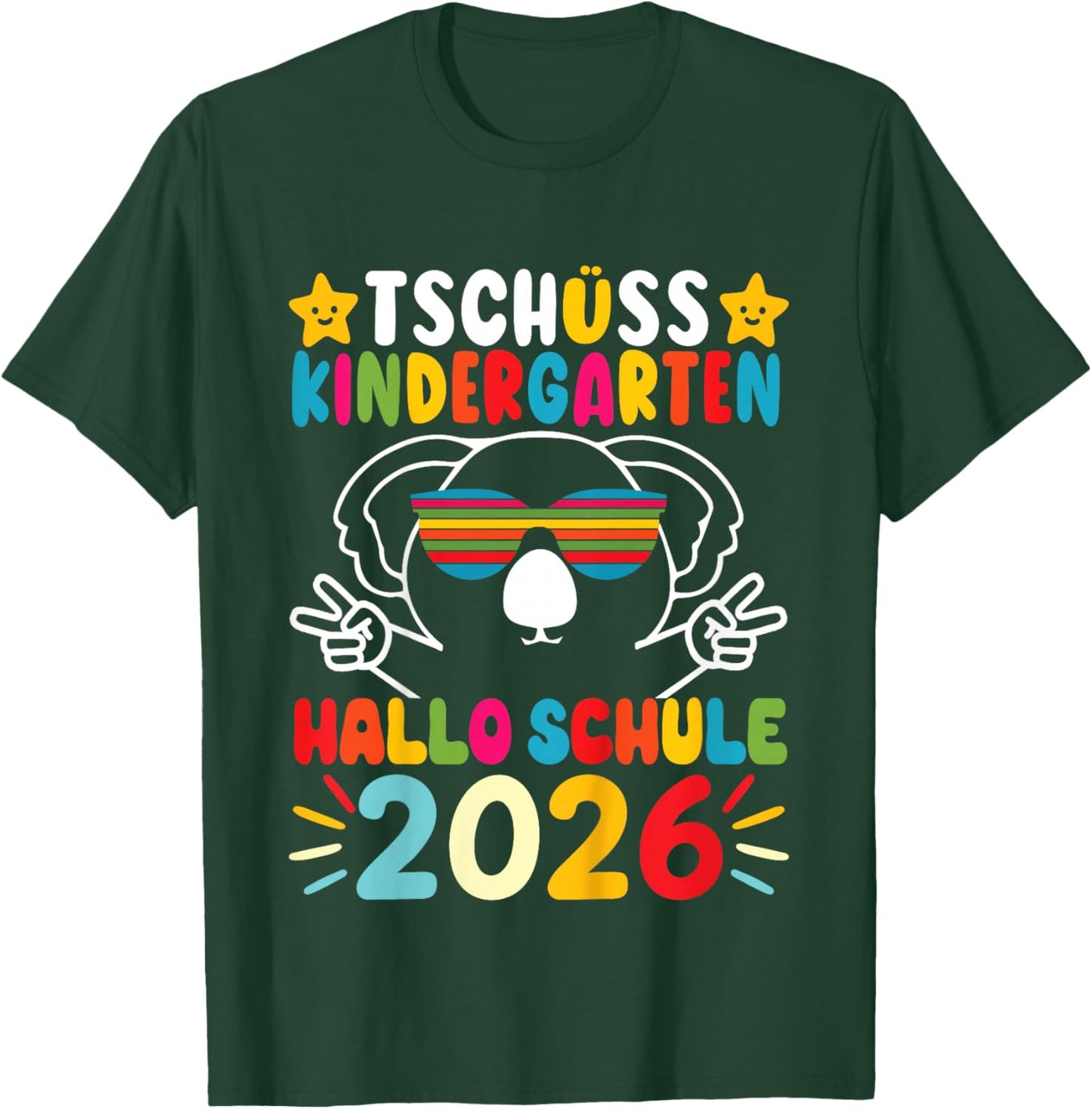Children's "Tschüss Kindergarten Hello School Kita Leavers 2026" Koala T-Shirt - T-Shirt | Forest