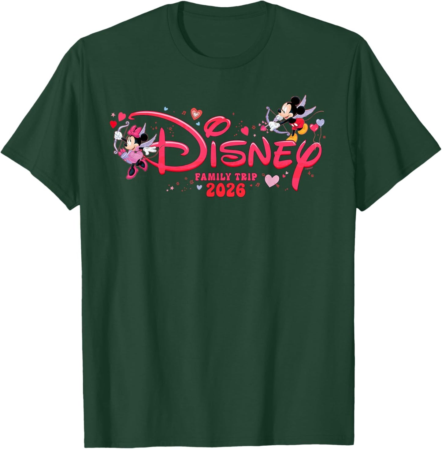 Disney Mickey & Minnie Valentine's Day Family Trip 2026 Logo T-Shirt - T-Shirt | Forest