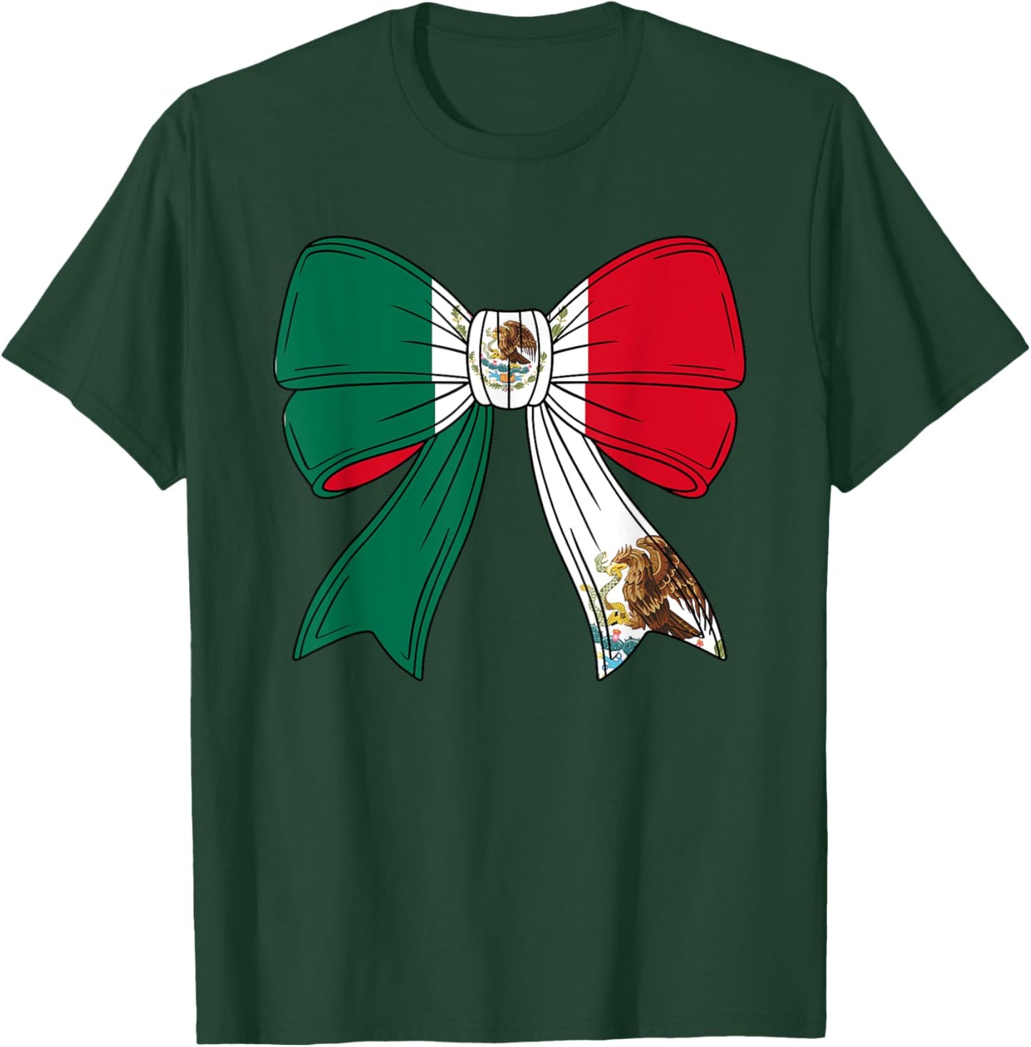 Cute Mexican Women Girls Mexicana Mexico Flag Coquette Bow T-Shirt - T-Shirt | Forest