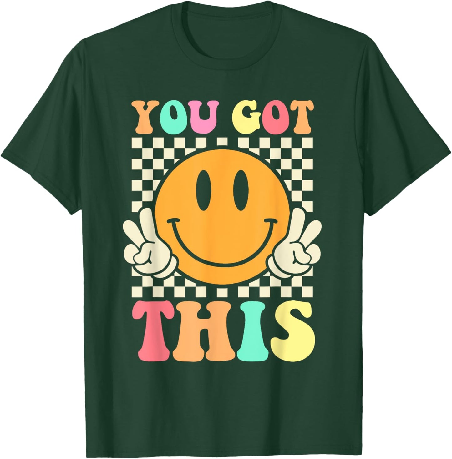 Groovy You Got This Smile Face Testing Day Teacher T-Shirt - T-Shirt | Forest