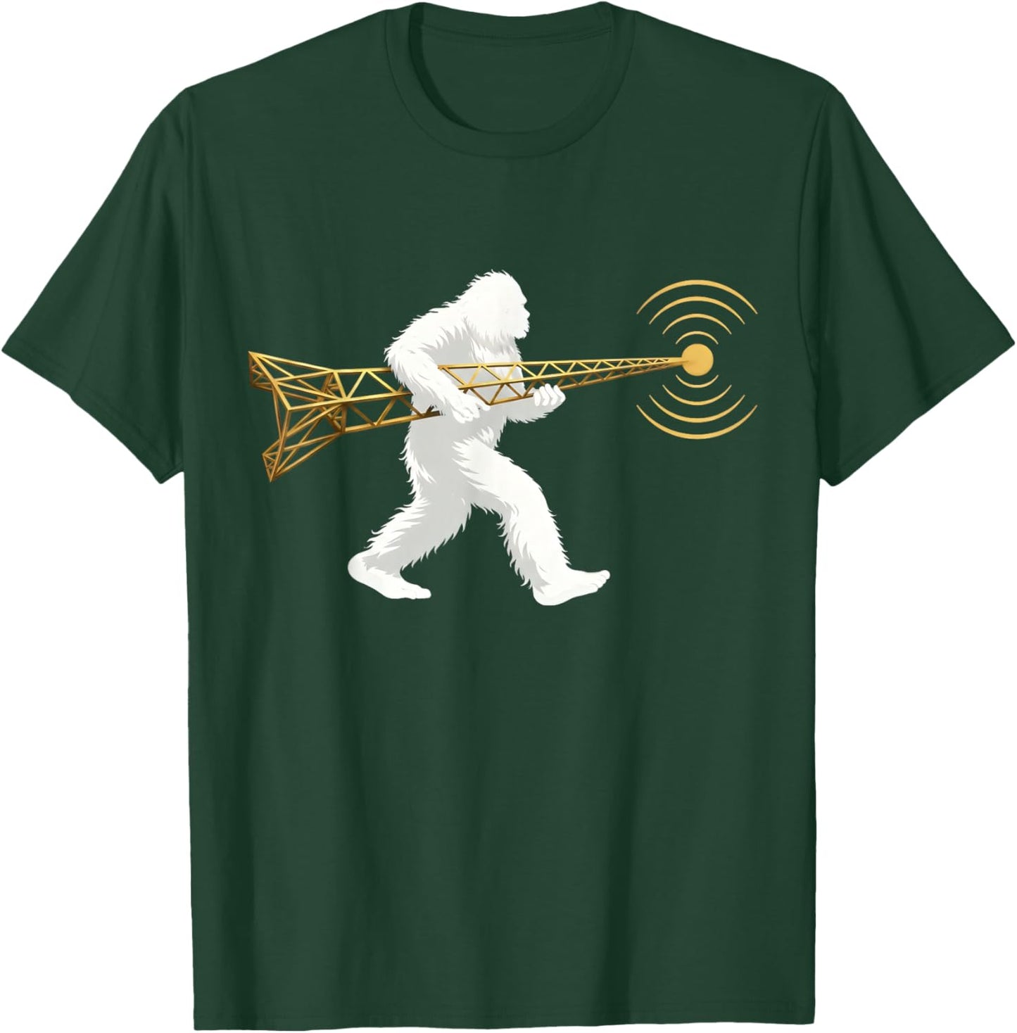 Funny Ham Radio Bigfoot Radio Tower Nerdy Geek CW Operator T-Shirt - T-Shirt | Forest