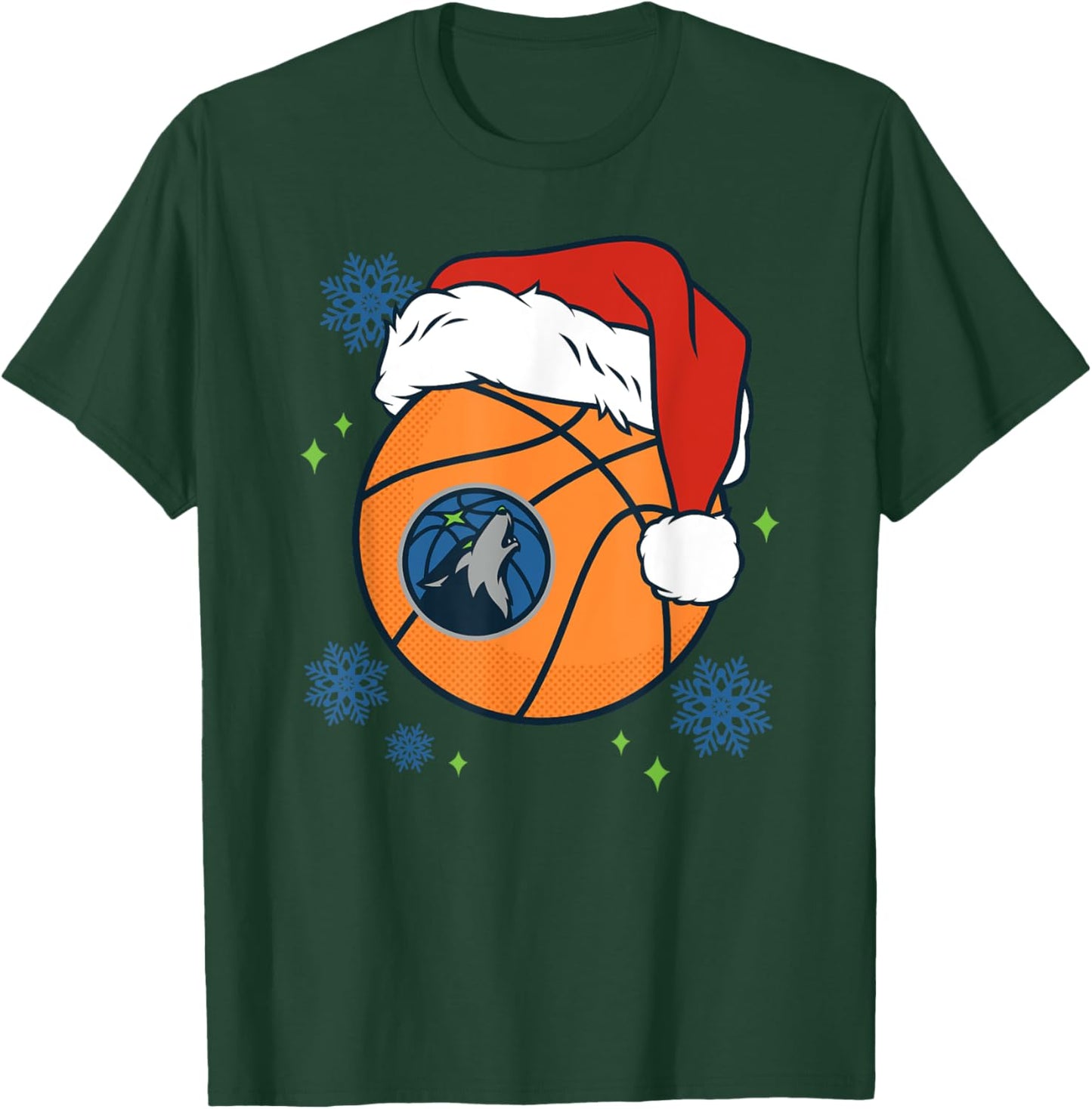 NBA Minnesota Timberwolves Christmas Santa Hat Ball T-Shirt - T-Shirt | Forest