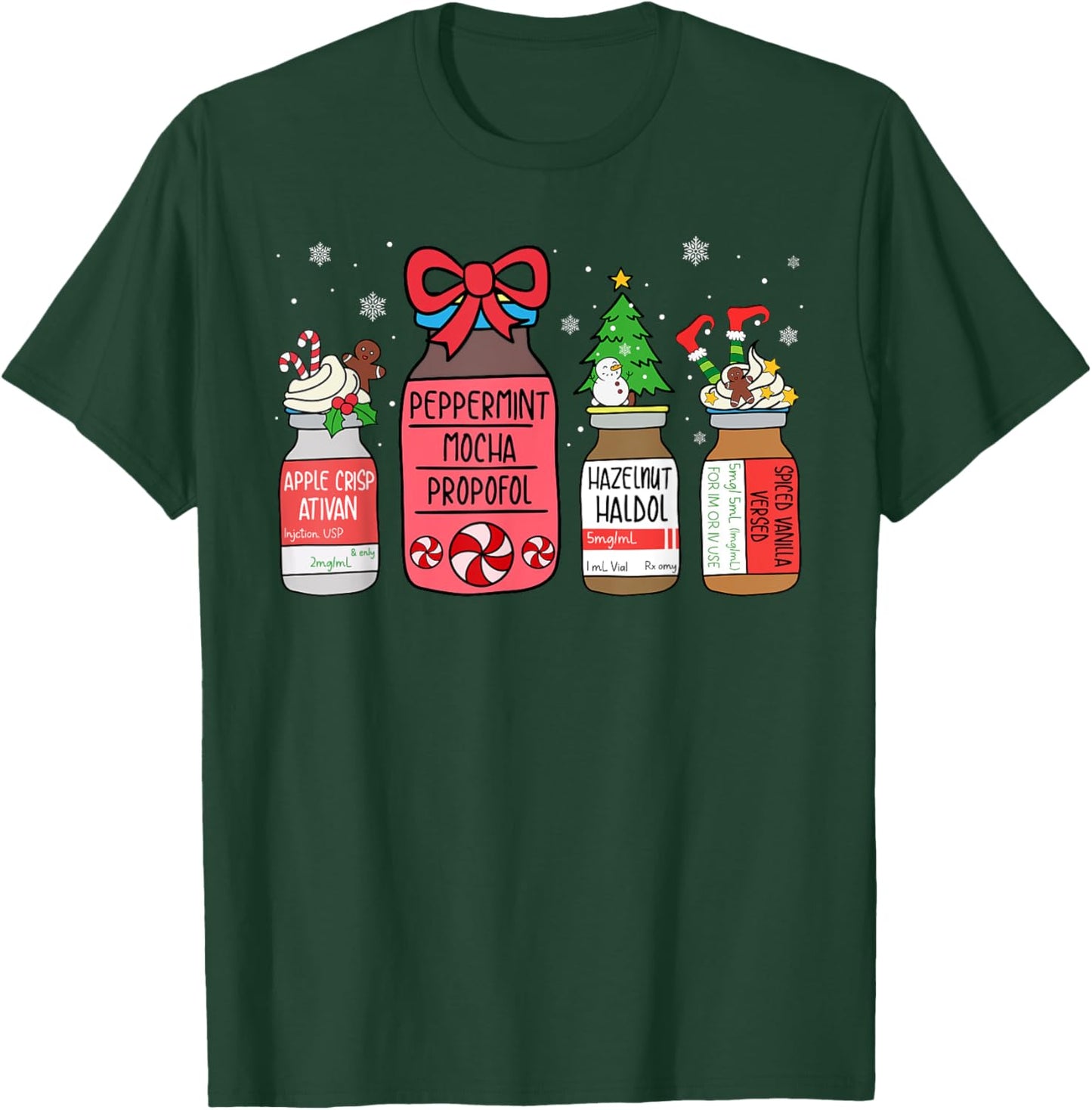 Peppermint Mocha Propofol Christmas Nurse ER ED ICU RN Scrub T-Shirt - T-Shirt | Forest