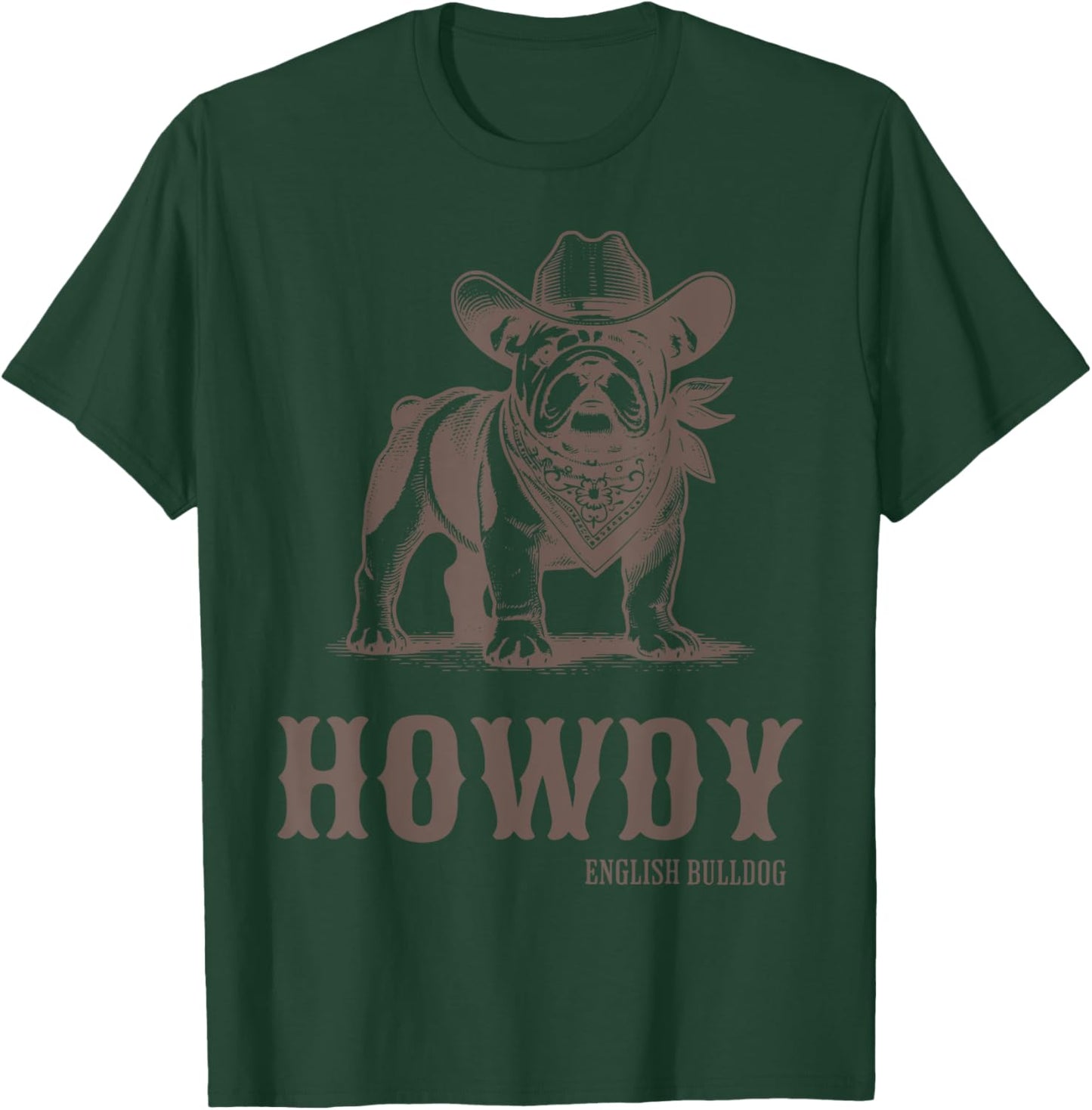 Vintage Howdy English Bulldog Western Country Cowboy Cowgirl T-Shirt - T-Shirt | Forest