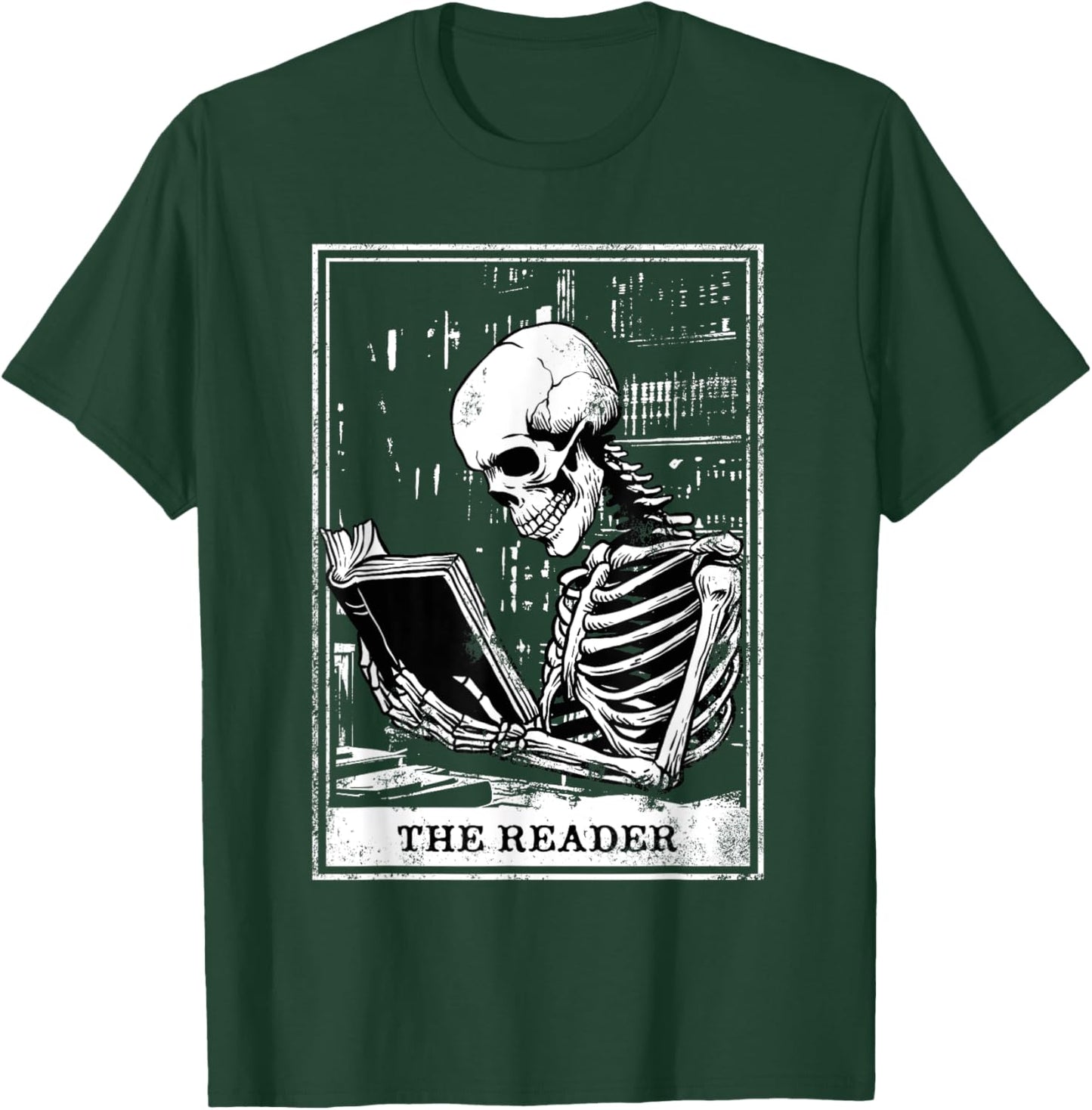 Tarot Card Shirt The Reader Tarot Skeleton Reading Book T-Shirt - T-Shirt | Forest