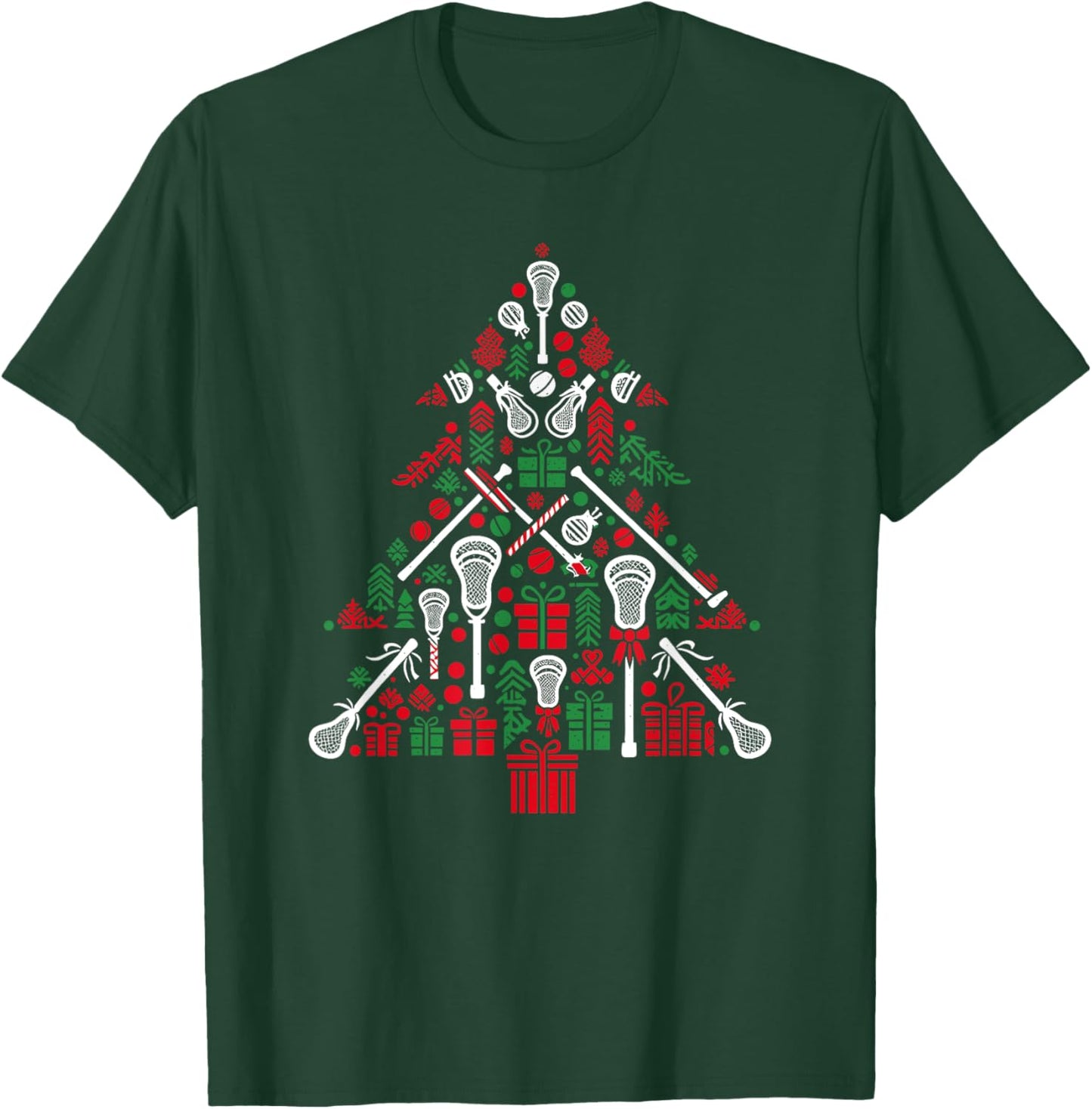 Funny Lacrosse Christmas Tree Player Kids T-Shirt - T-Shirt | Forest