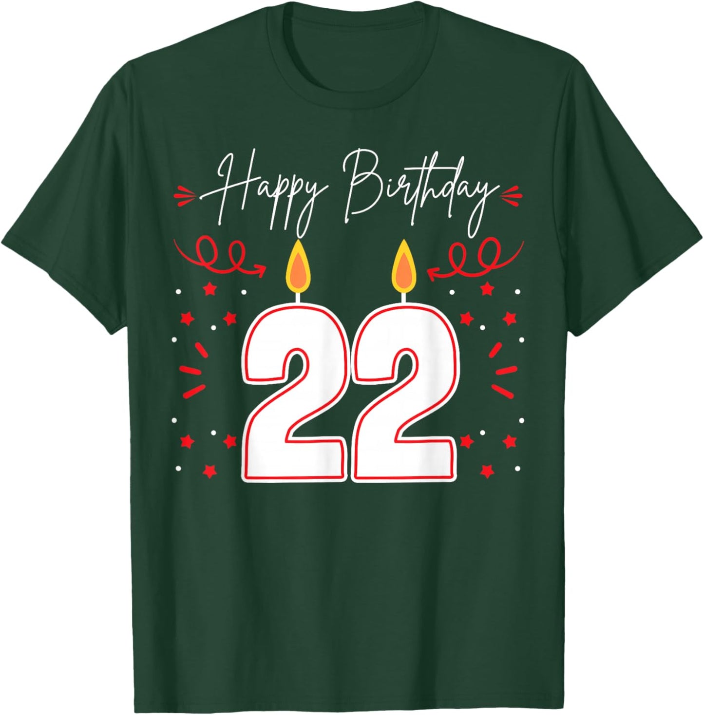 Candle 22 Birthday Party Decoration Wishes Candlelight Cake T-Shirt - T-Shirt | Forest