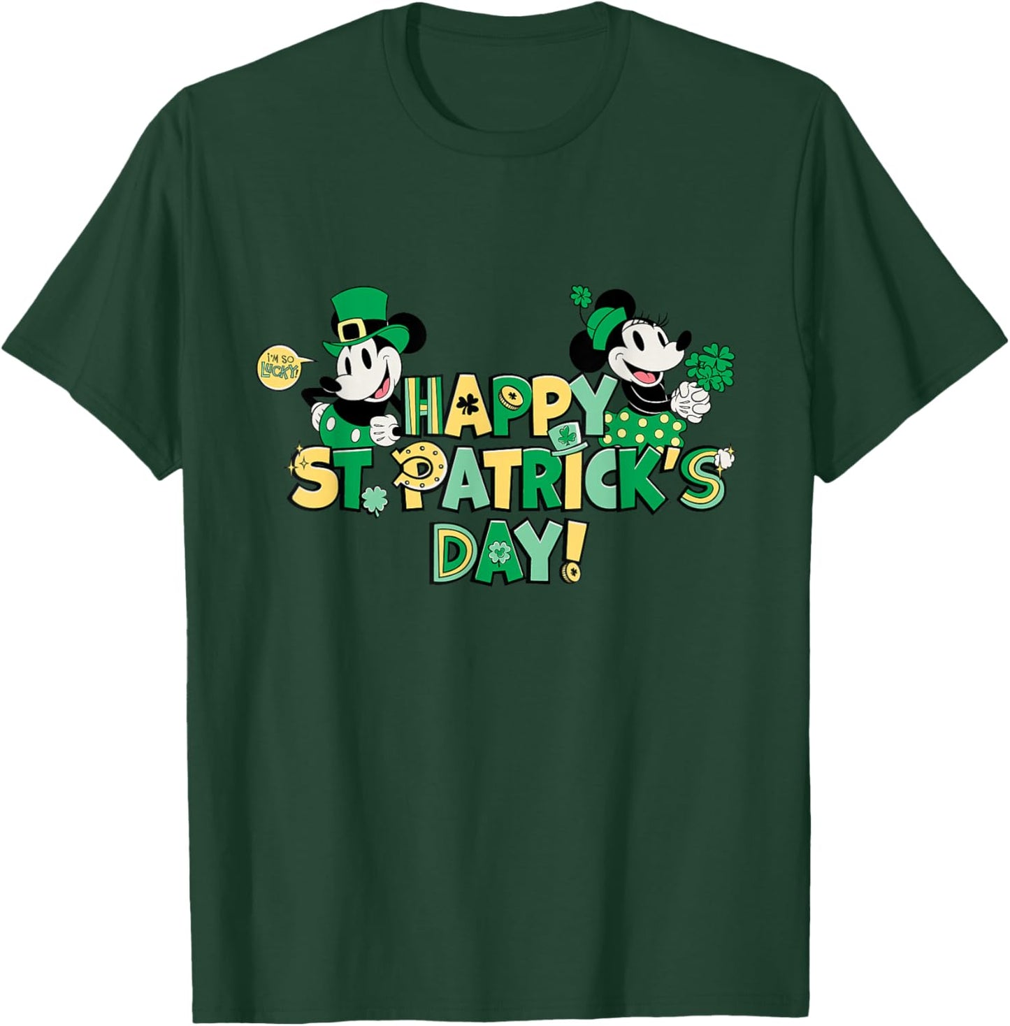 New Disney Vintage Mickey & Minnie Happy St. Patrick's Day T-Shirt - T-Shirt | Forest