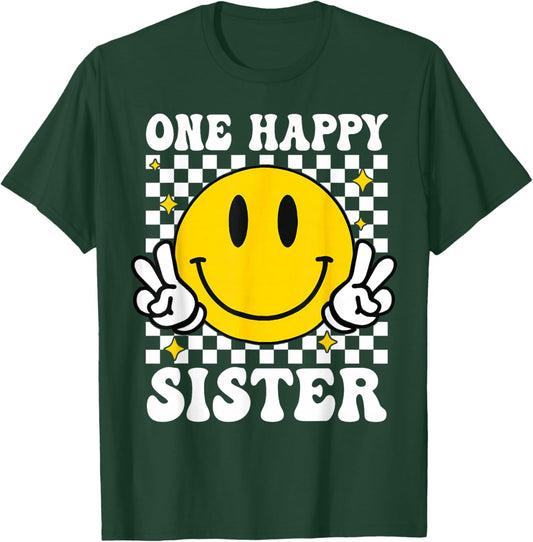 One Happy Dude Sister happy face 1st Birthday Family T-Shirt - T-Shirt | Forest
