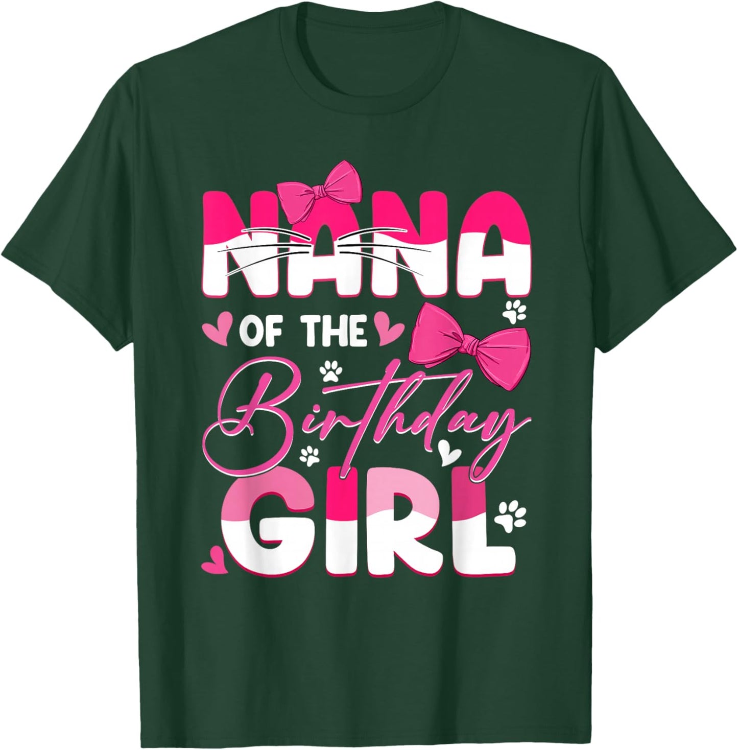 Nana Of The Birthday Girl Cat Kitty Family Matching T-Shirt - T-Shirt | Forest