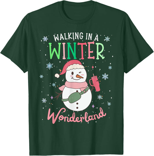 Walking In A Winter Wonderland Snowman Funny Ugly Christmas T-Shirt - T-Shirt | Forest