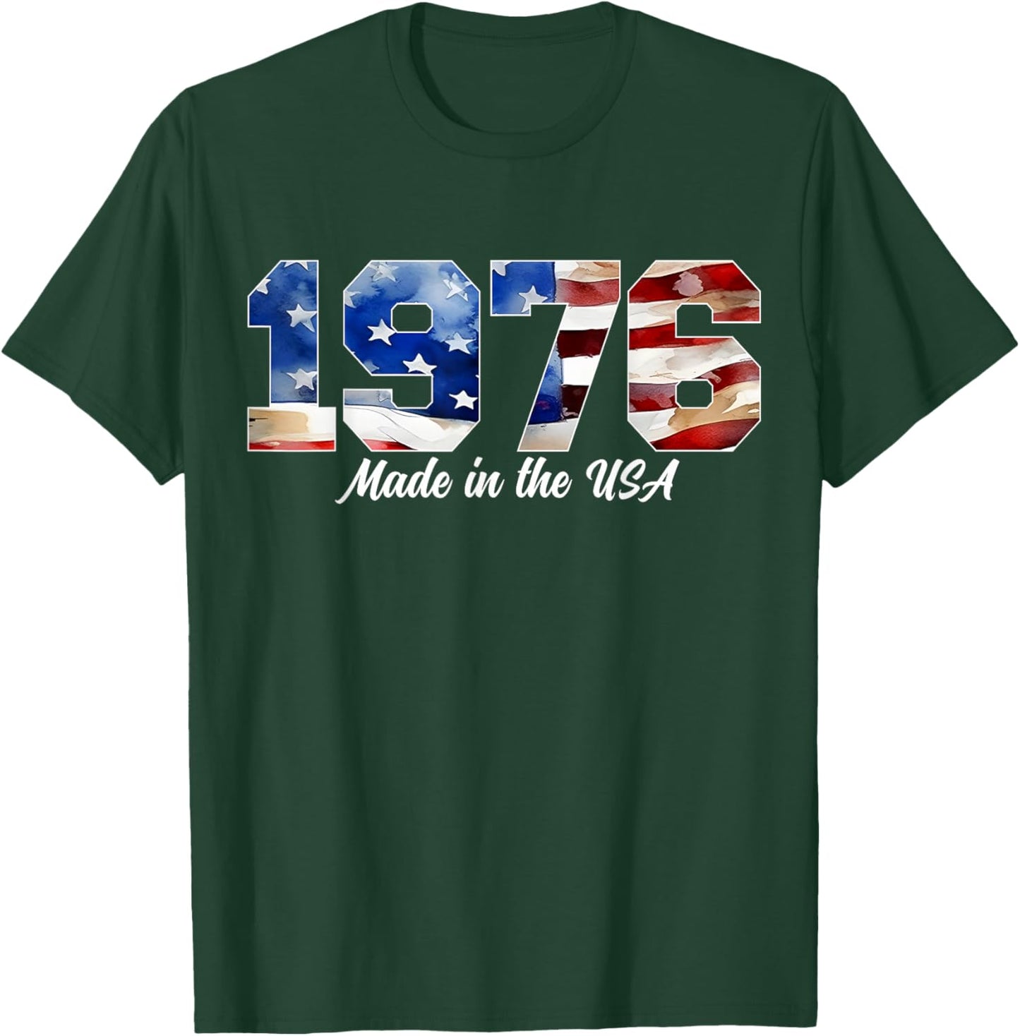 50th Birthday 1976 American Flag Born in 1976 USA Pride T-Shirt - T-Shirt | Forest
