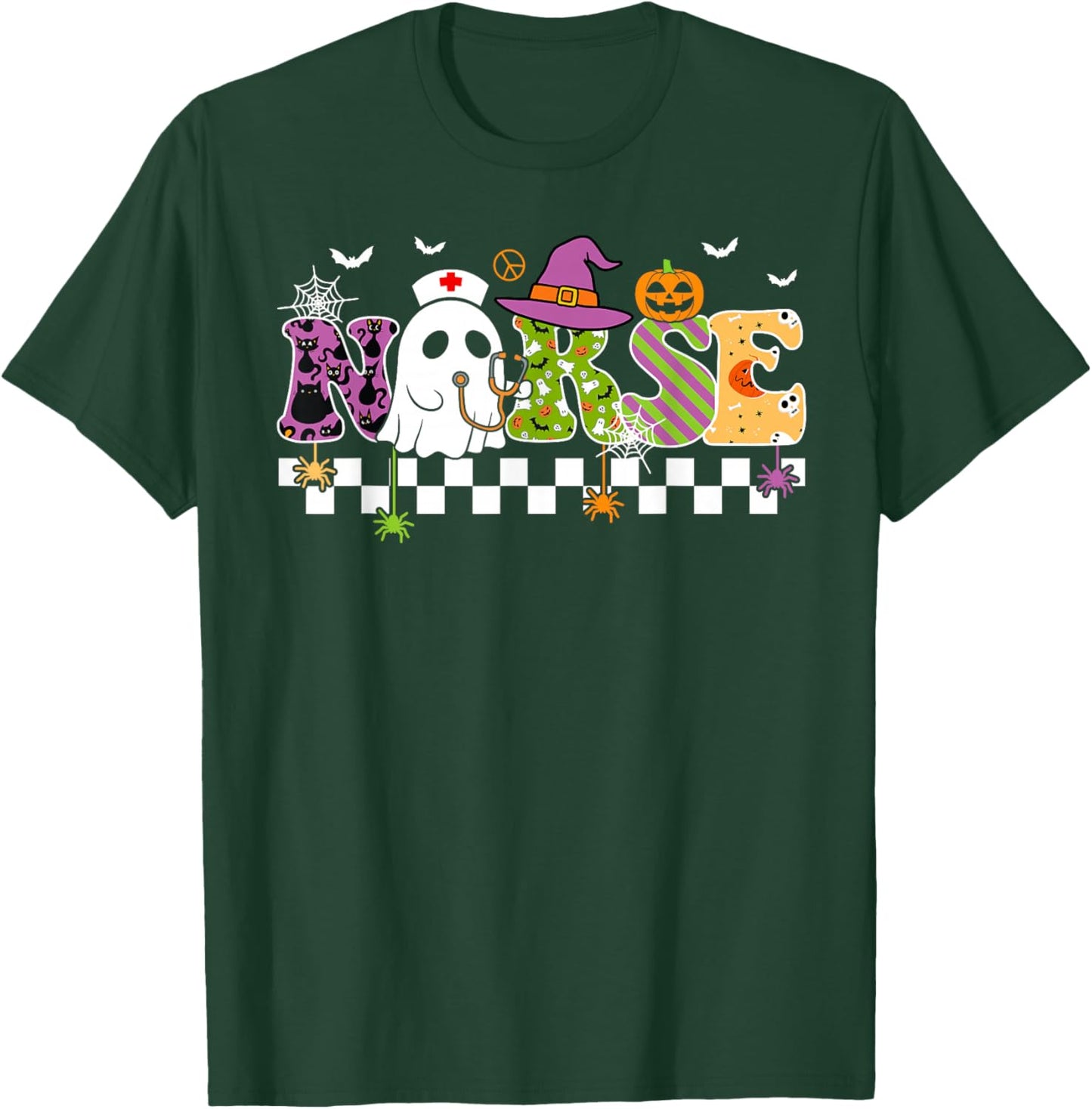 Groovy Nurse Halloween Costume Nursing Costume Scrub Top T-Shirt - T-Shirt | Forest