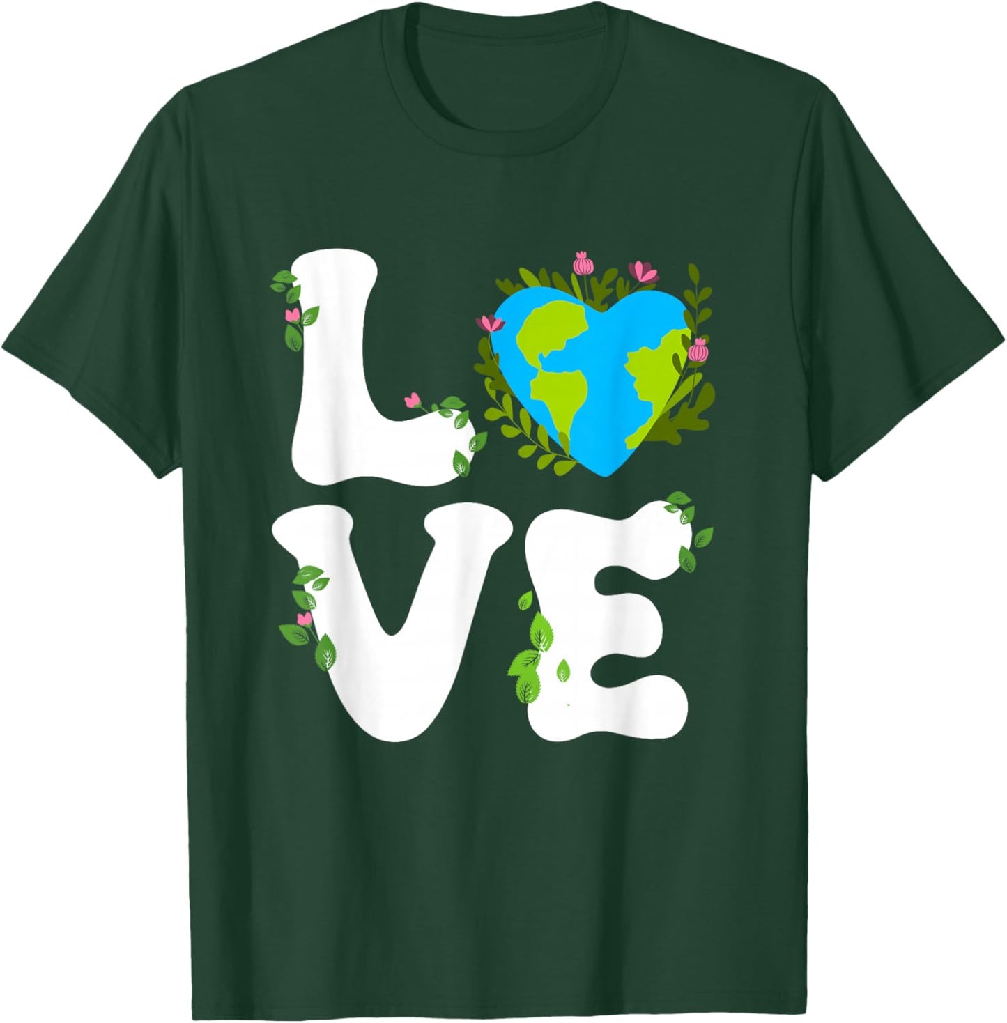 Love Earth Planet Distressed Environmental Earth Day Heart T-Shirt - T-Shirt | Forest